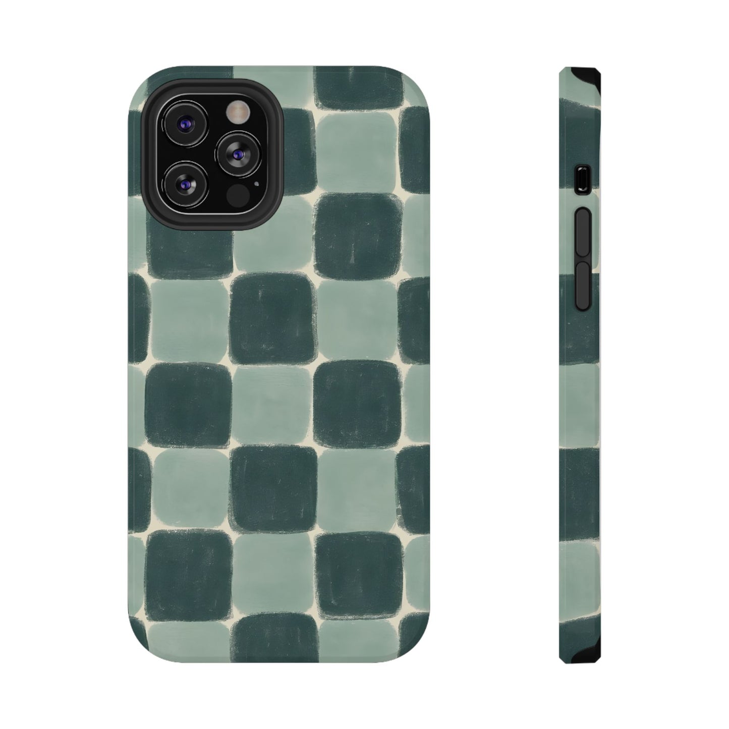 Green Checkerboard Retro Phone Case – MagSafe Compatible for iPhone & Samsung Galaxy