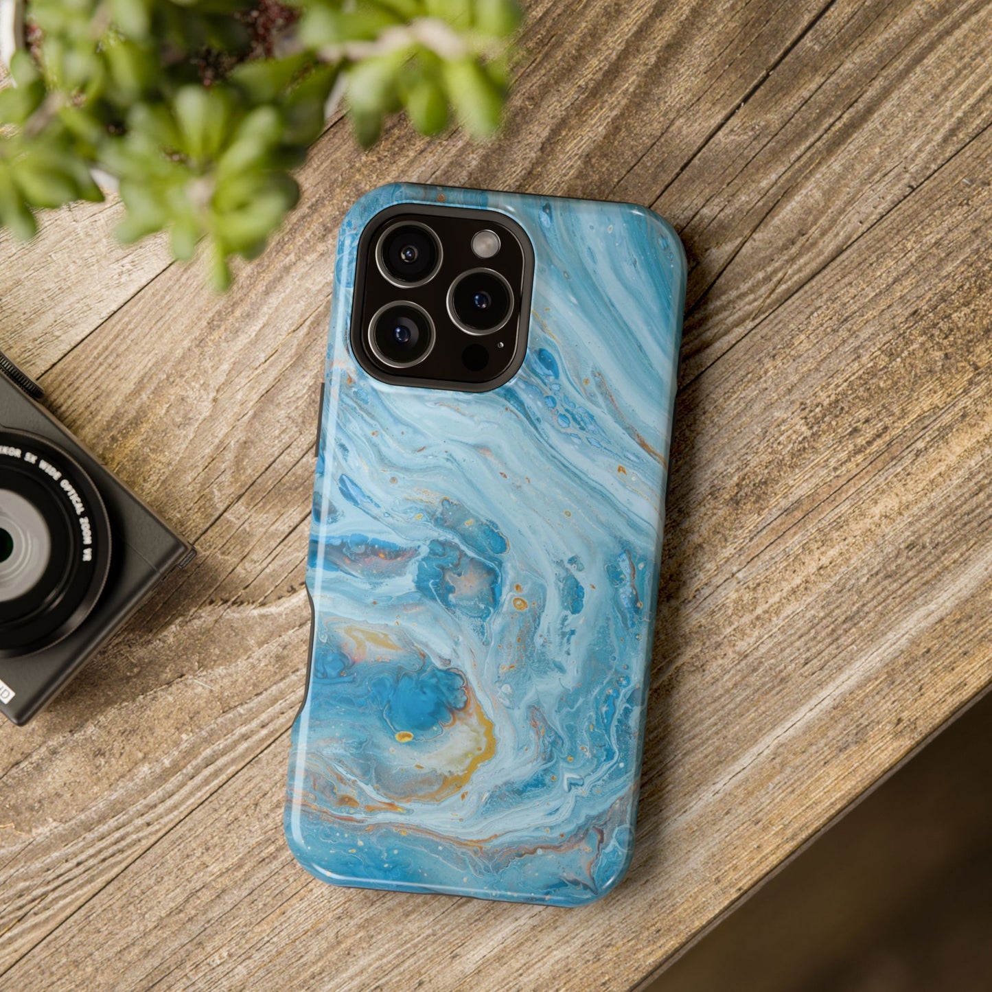Ocean Swirl Blue Marble Phone Case – MagSafe Compatible for iPhone & Samsung Galaxy