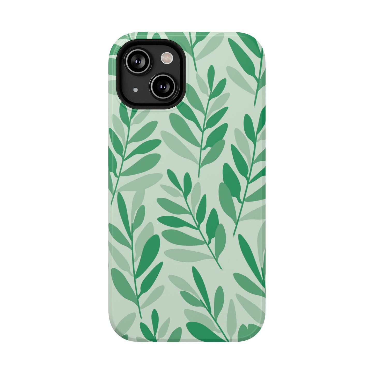 Green Leaf Pattern Phone Case – MagSafe Compatible for iPhone & Samsung Galaxy