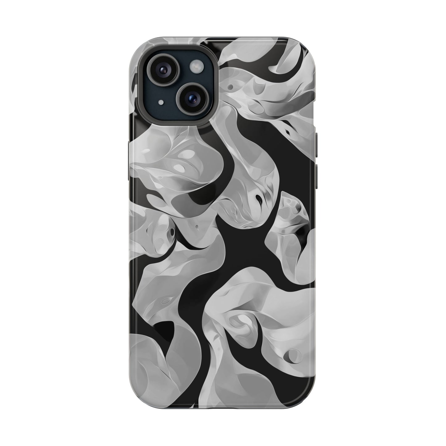 Abstract Monochrome Swirl Phone Case – MagSafe Compatible for iPhone & Samsung Galaxy