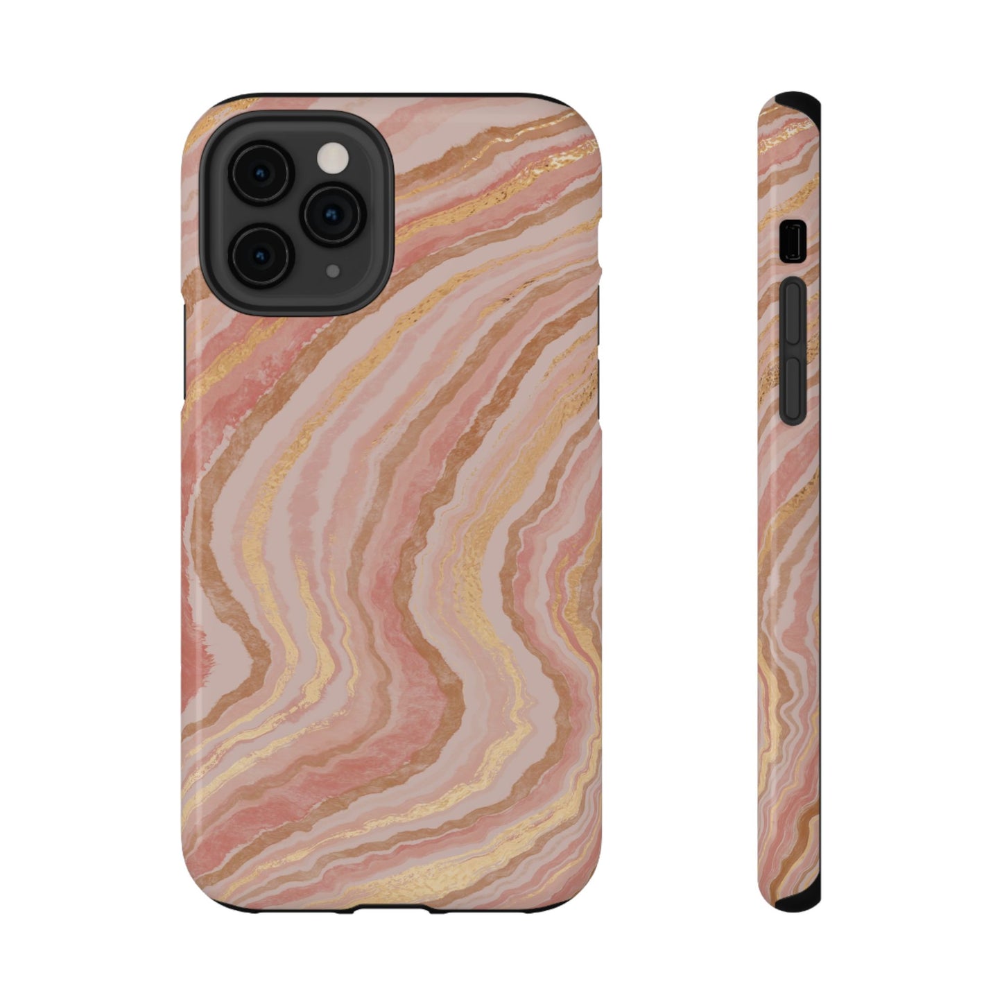 Rose Gold Marble Wave Phone Case – MagSafe Compatible for iPhone & Samsung Galaxy