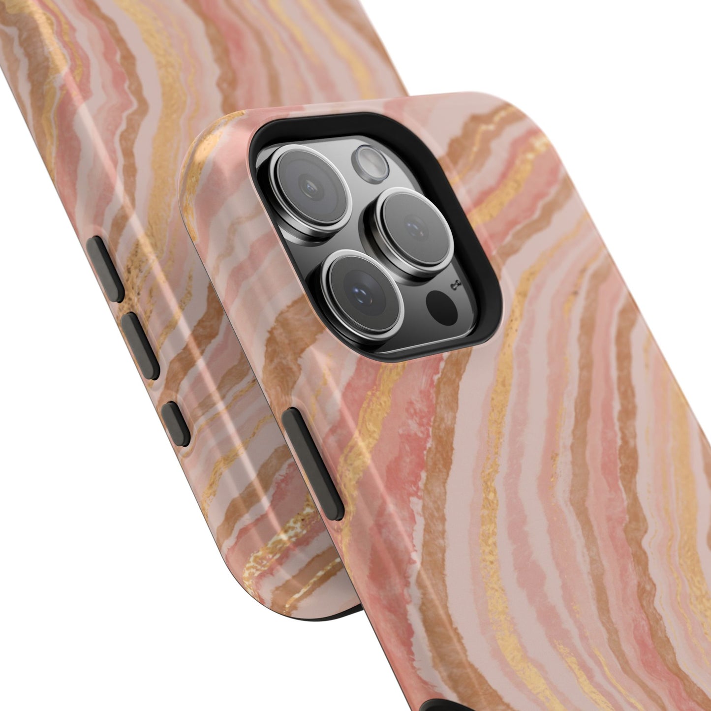 Rose Gold Marble Wave Phone Case – MagSafe Compatible for iPhone & Samsung Galaxy