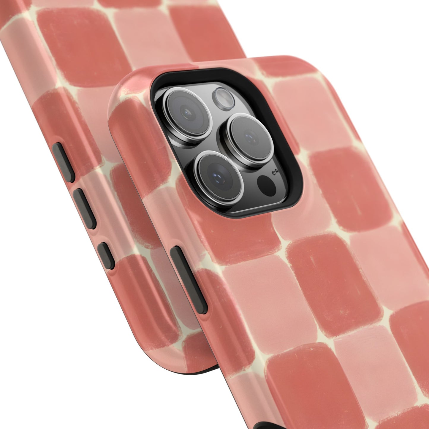 Blush Pink Checkerboard Phone Case – MagSafe Compatible for iPhone & Samsung Galaxy