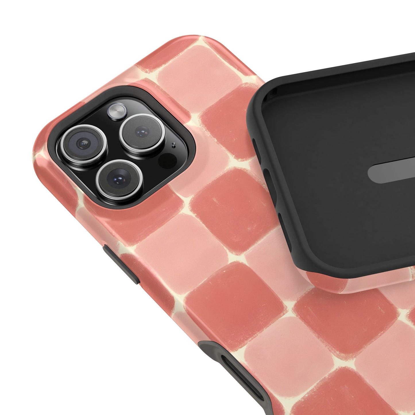 Blush Pink Checkerboard Phone Case – MagSafe Compatible for iPhone & Samsung Galaxy