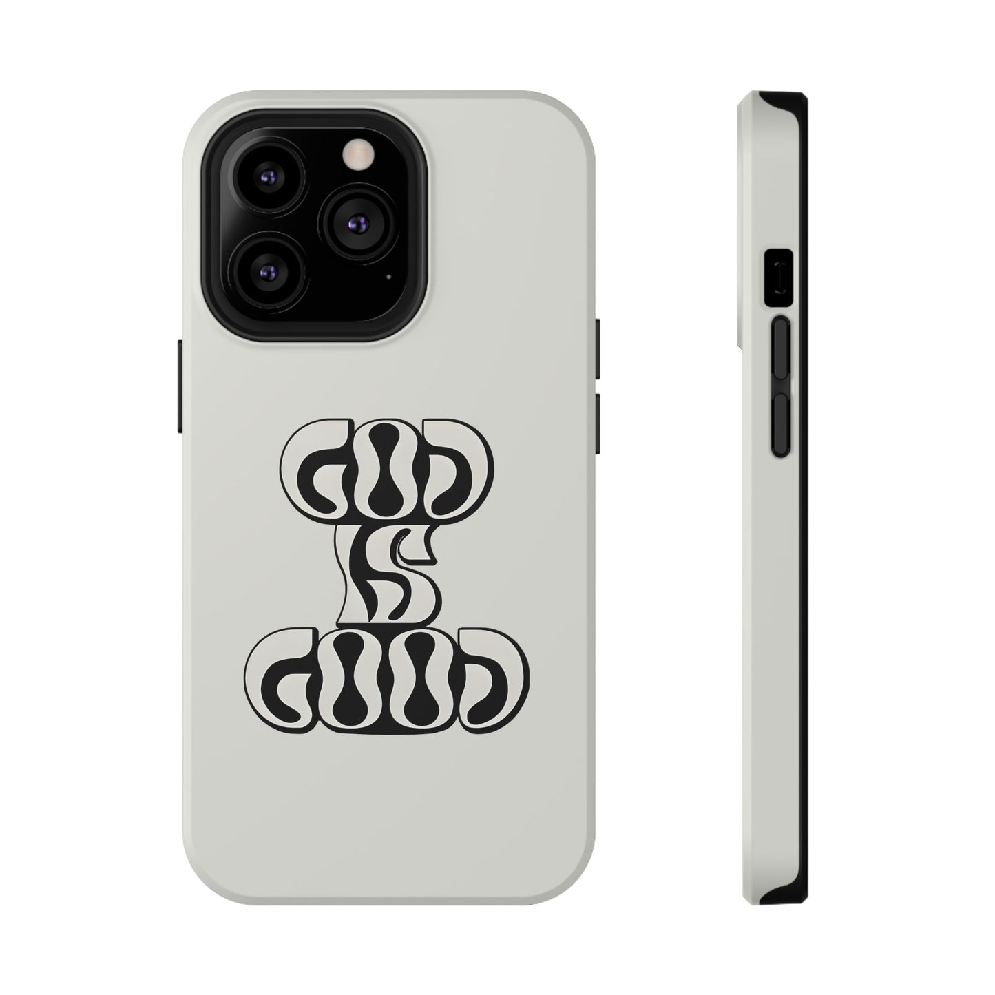Black & White Bold "God Is Good" Phone Case – MagSafe Compatible for iPhone & Samsung Galaxy