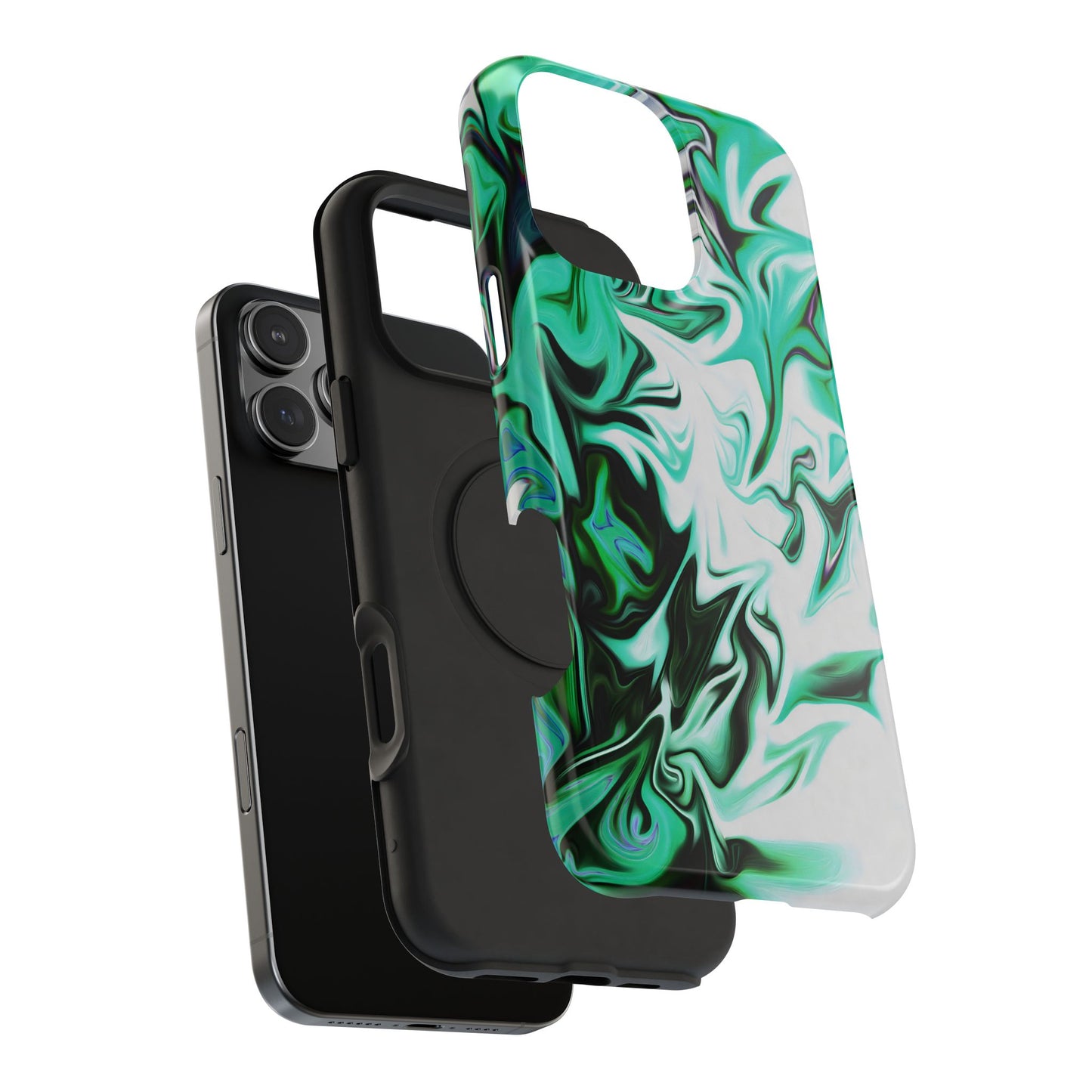Emerald Green Marble Swirl Phone Case – MagSafe Compatible for iPhone & Samsung Galaxy