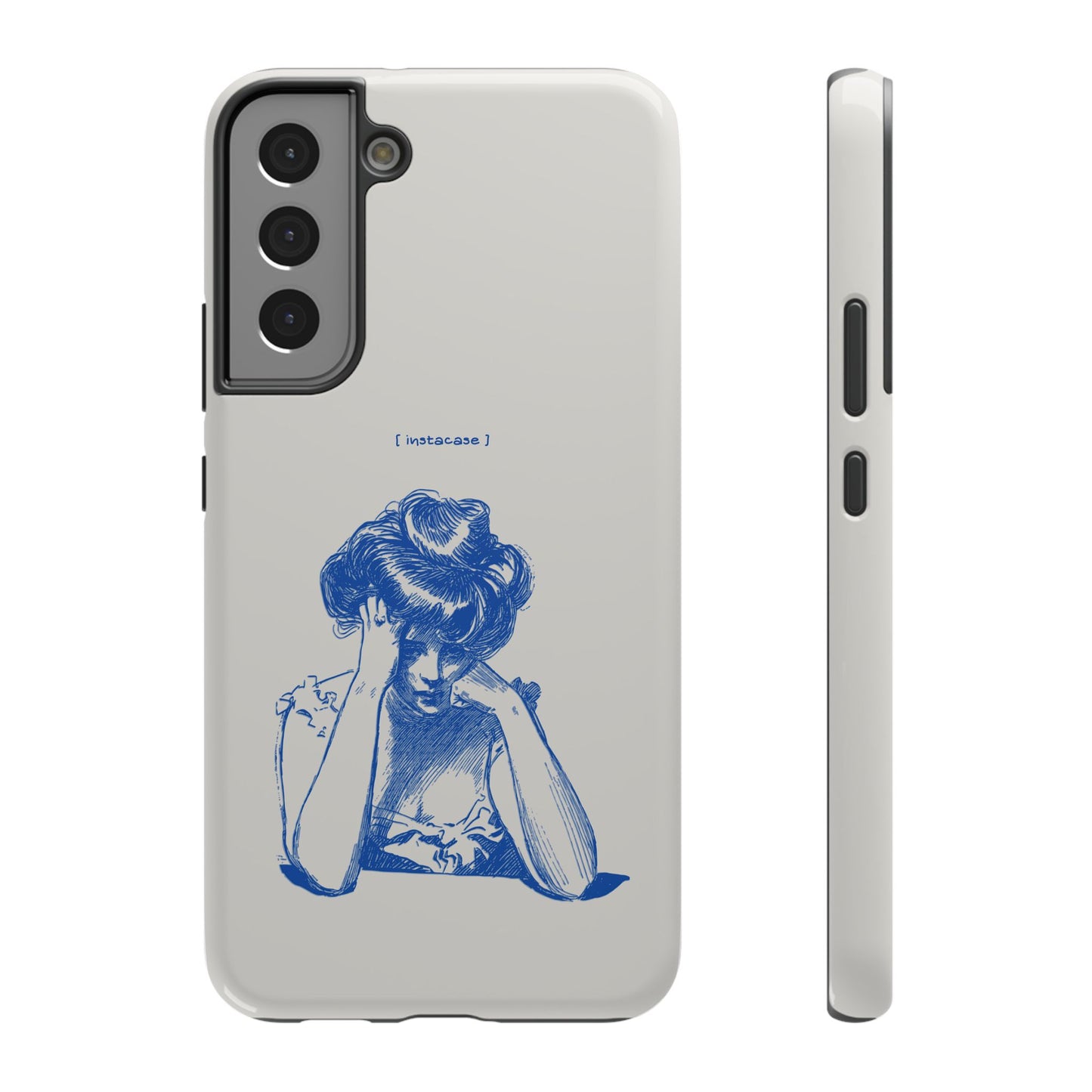Melancholy Muse Line Art Phone Case – MagSafe Compatible for iPhone & Samsung Galaxy