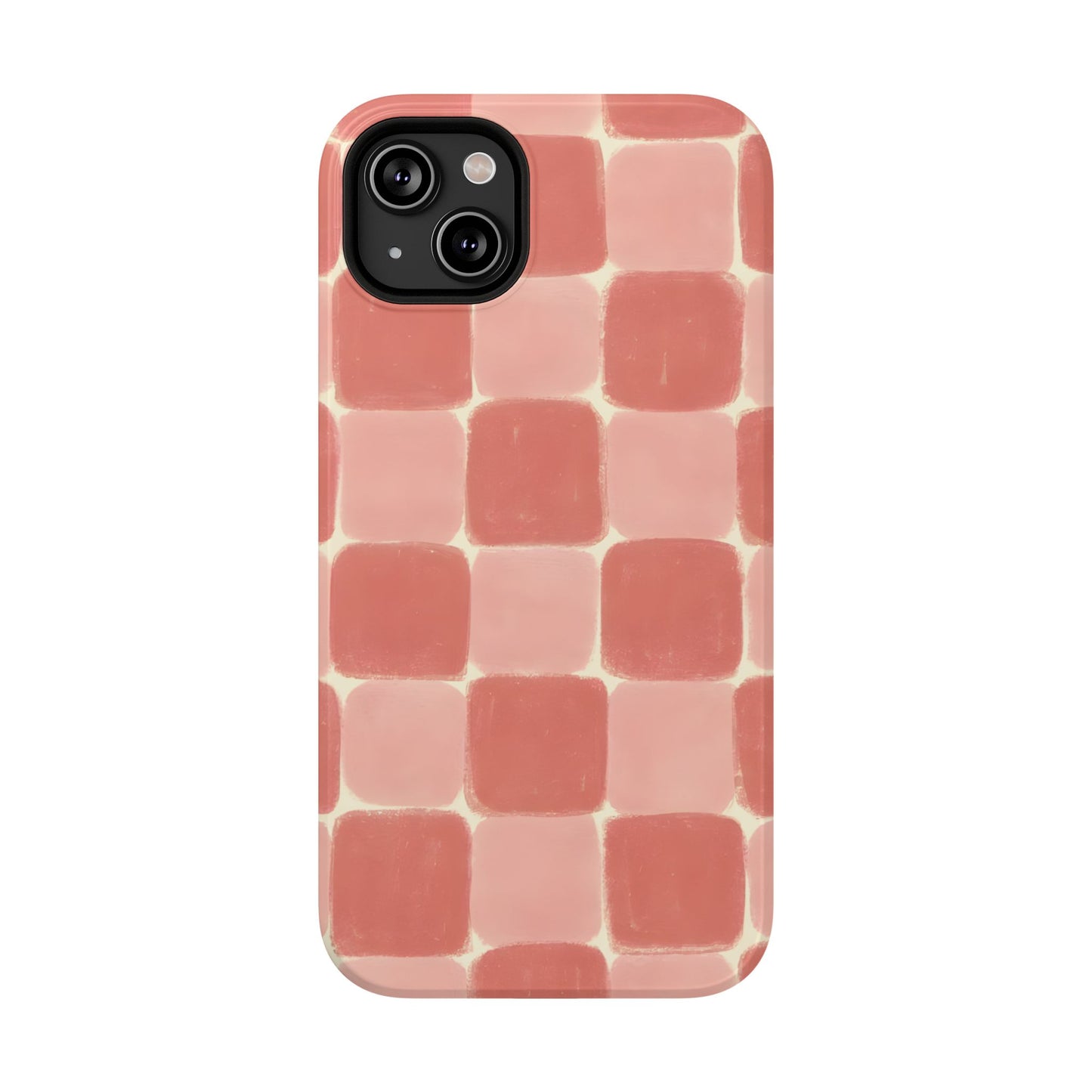 Blush Pink Checkerboard Phone Case – MagSafe Compatible for iPhone & Samsung Galaxy