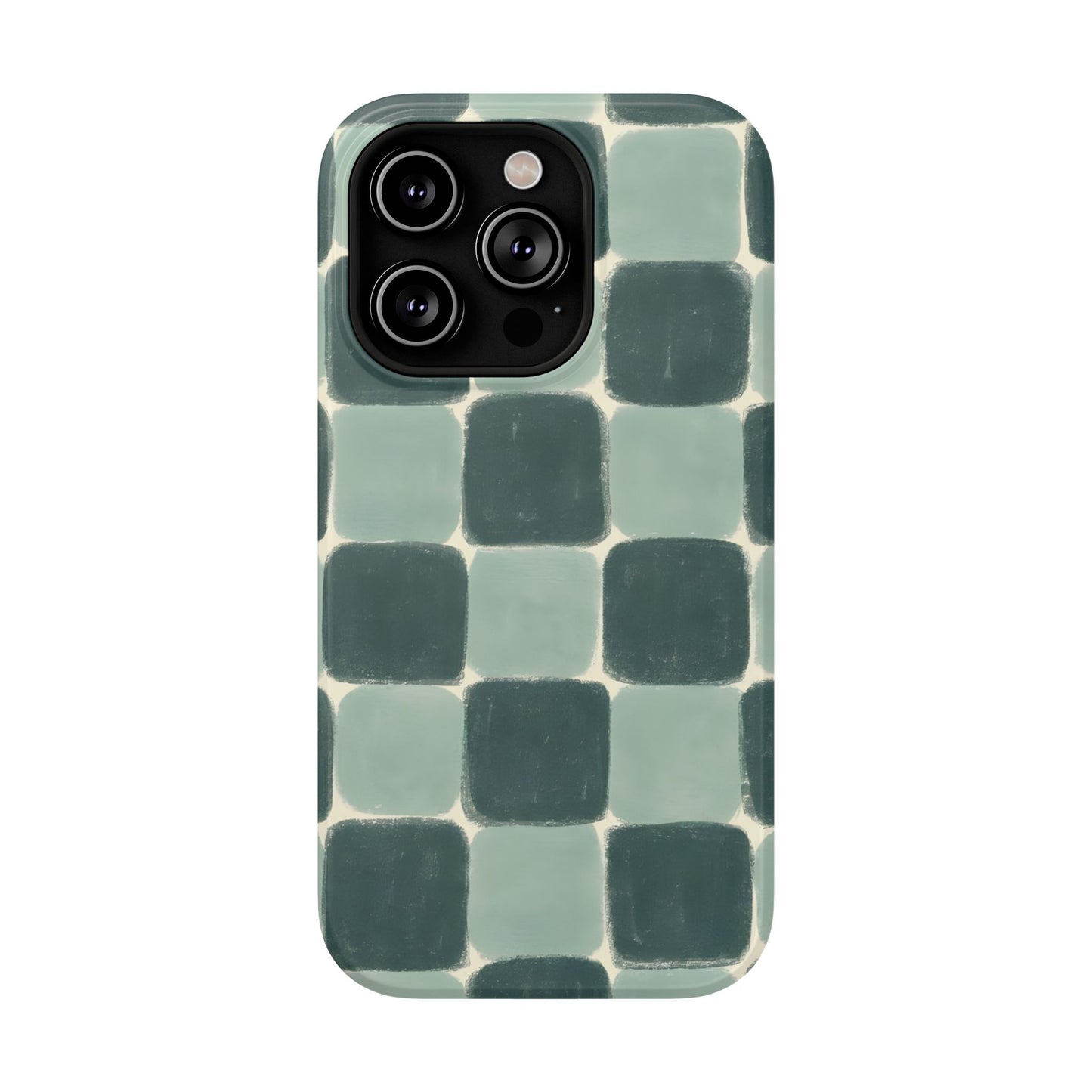 Green Checkerboard Retro Phone Case – MagSafe Compatible for iPhone & Samsung Galaxy