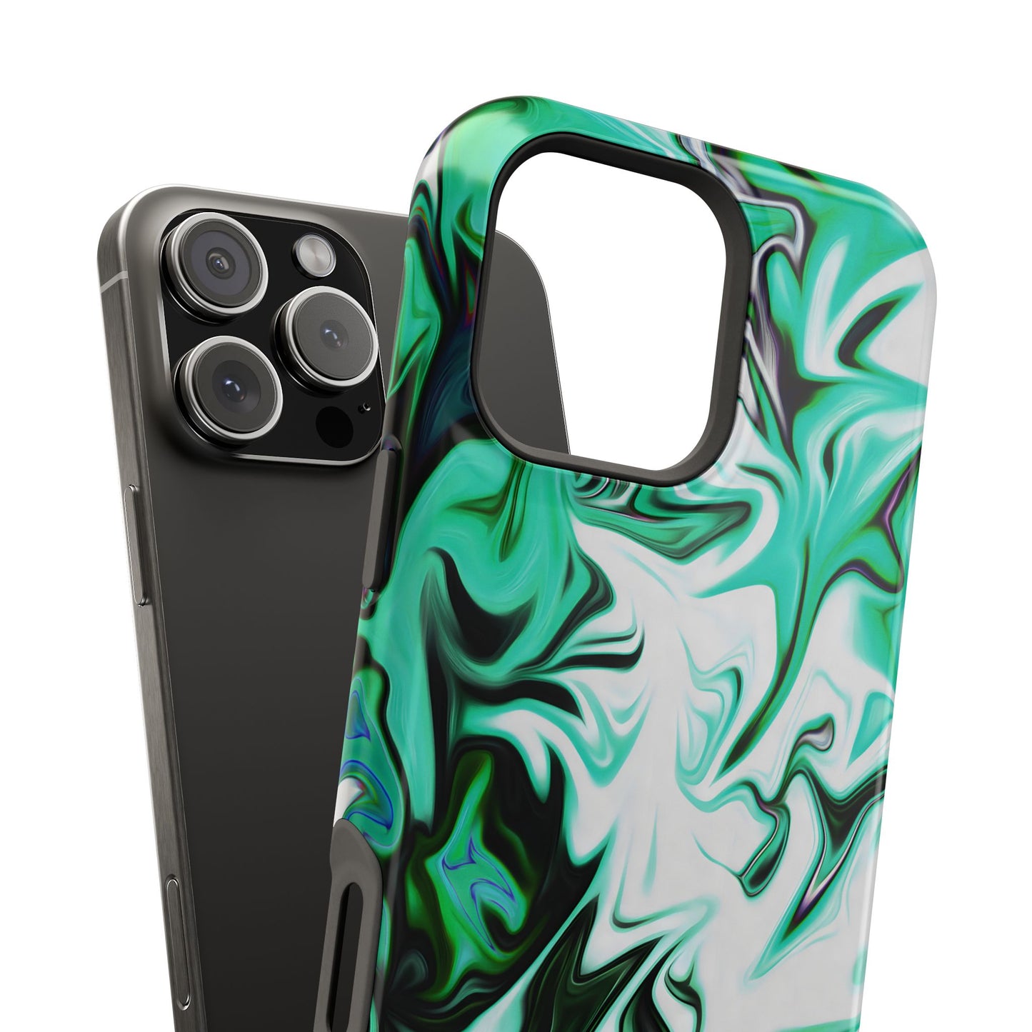 Emerald Green Marble Swirl Phone Case – MagSafe Compatible for iPhone & Samsung Galaxy