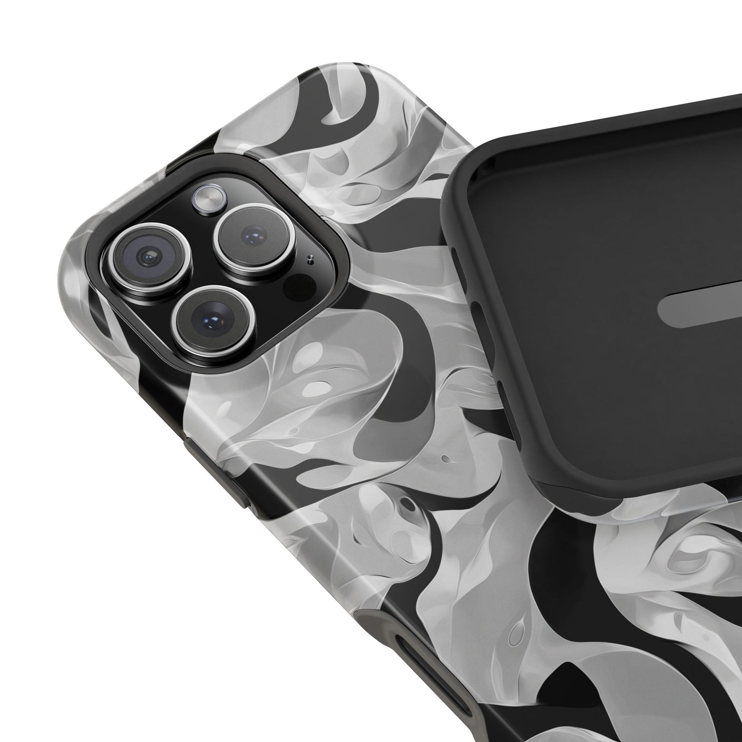 Abstract Monochrome Swirl Phone Case – MagSafe Compatible for iPhone & Samsung Galaxy
