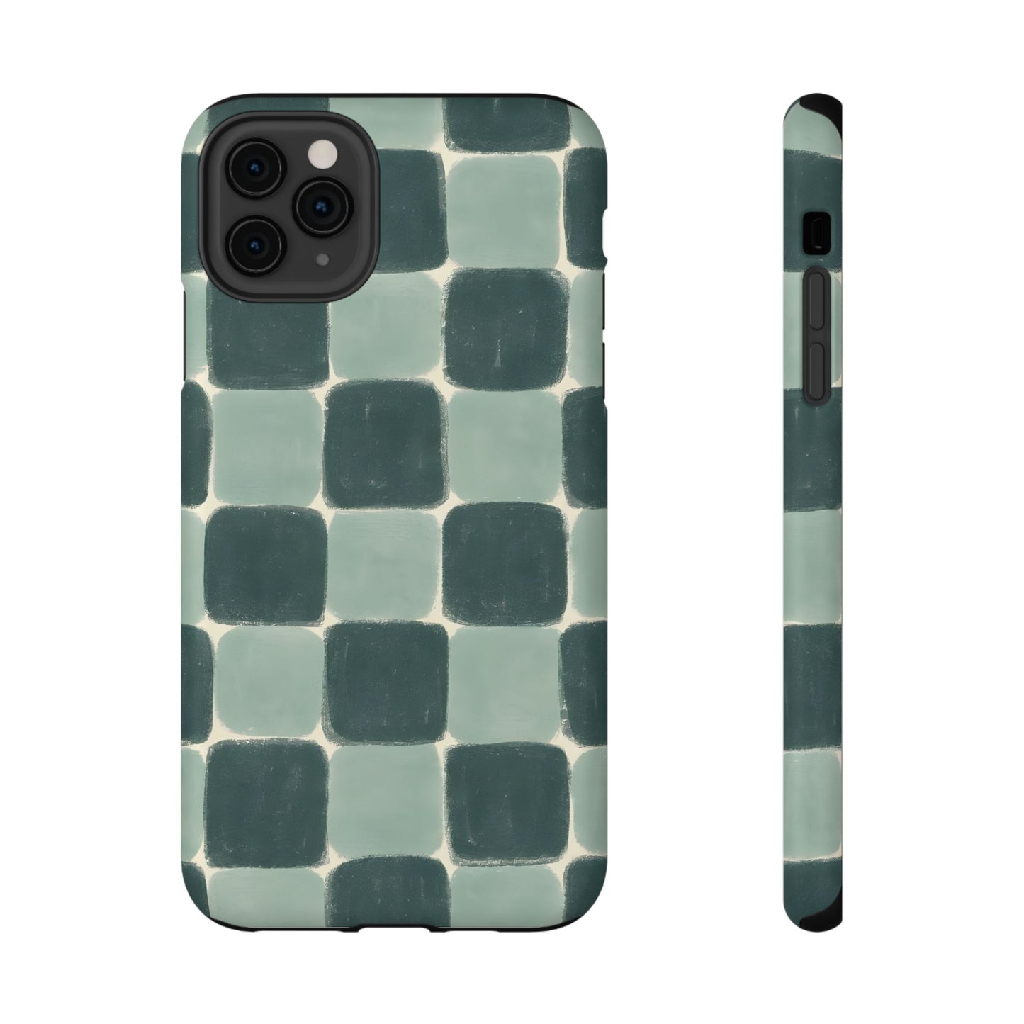 Green Checkerboard Retro Phone Case – MagSafe Compatible for iPhone & Samsung Galaxy