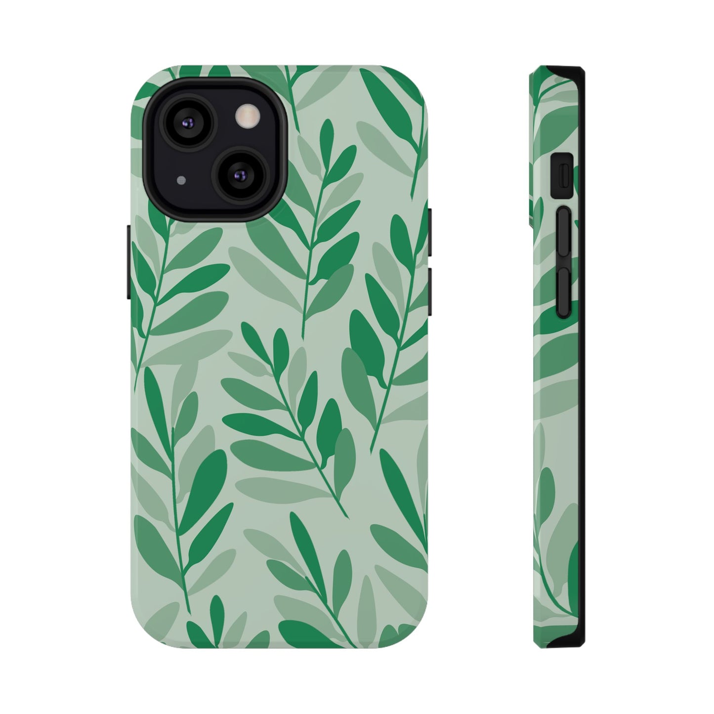 Green Leaf Pattern Phone Case – MagSafe Compatible for iPhone & Samsung Galaxy