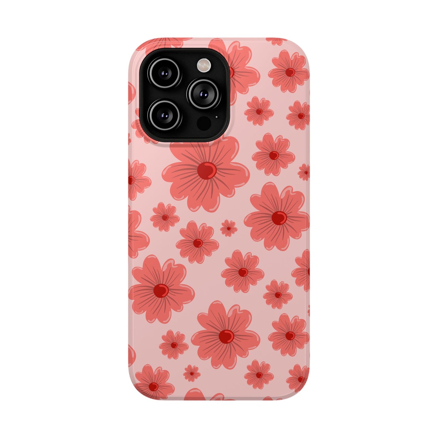 Blush Red Floral Phone Case – MagSafe Compatible for iPhone & Samsung Galaxy