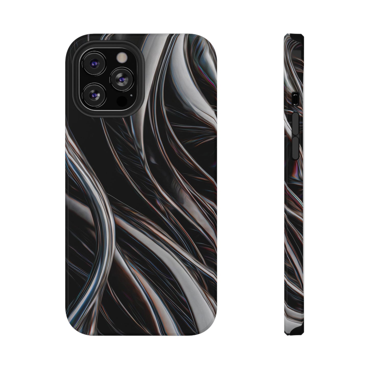 Black Metallic Streaks Phone Case – MagSafe Compatible for iPhone & Samsung Galaxy
