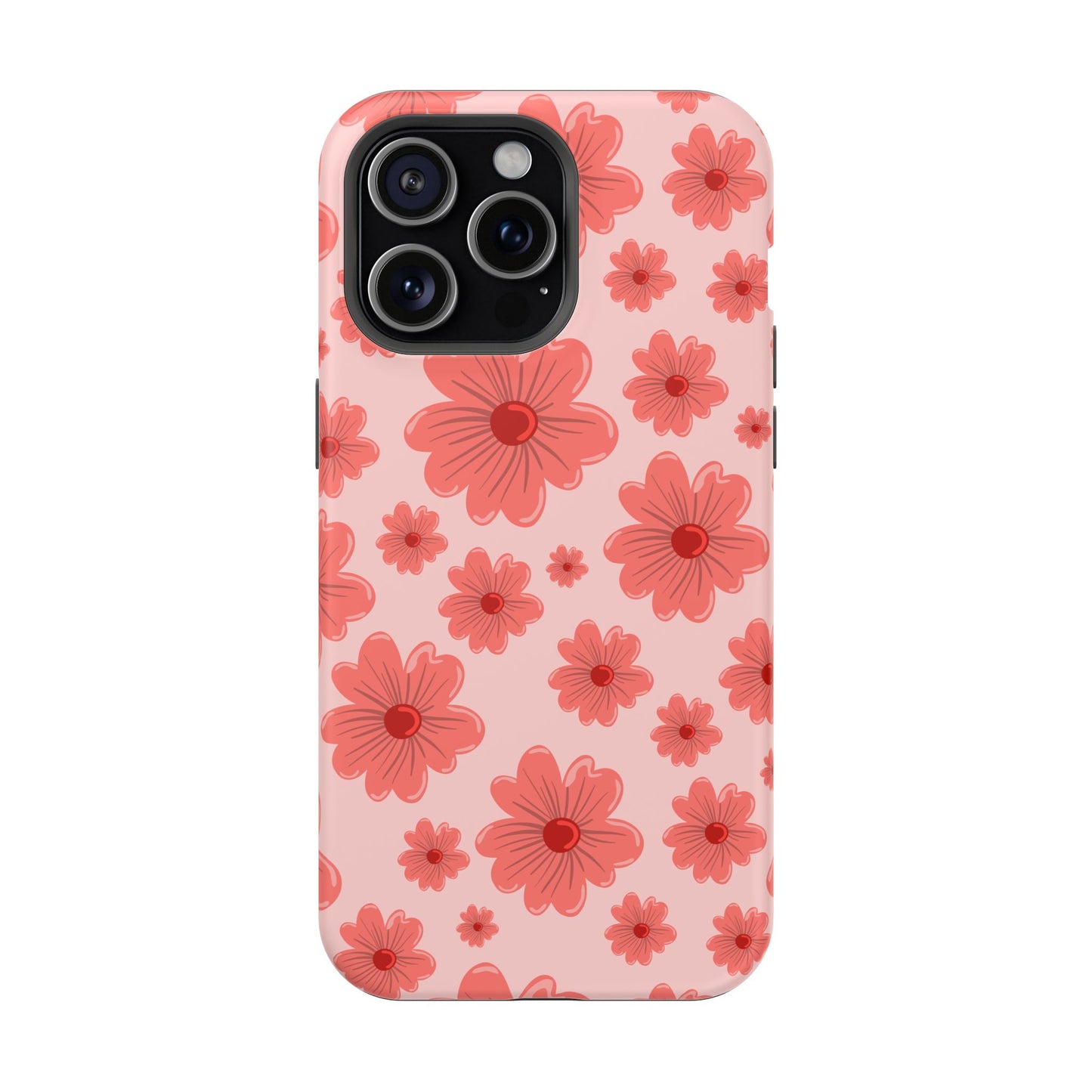 Blush Red Floral Phone Case – MagSafe Compatible for iPhone & Samsung Galaxy