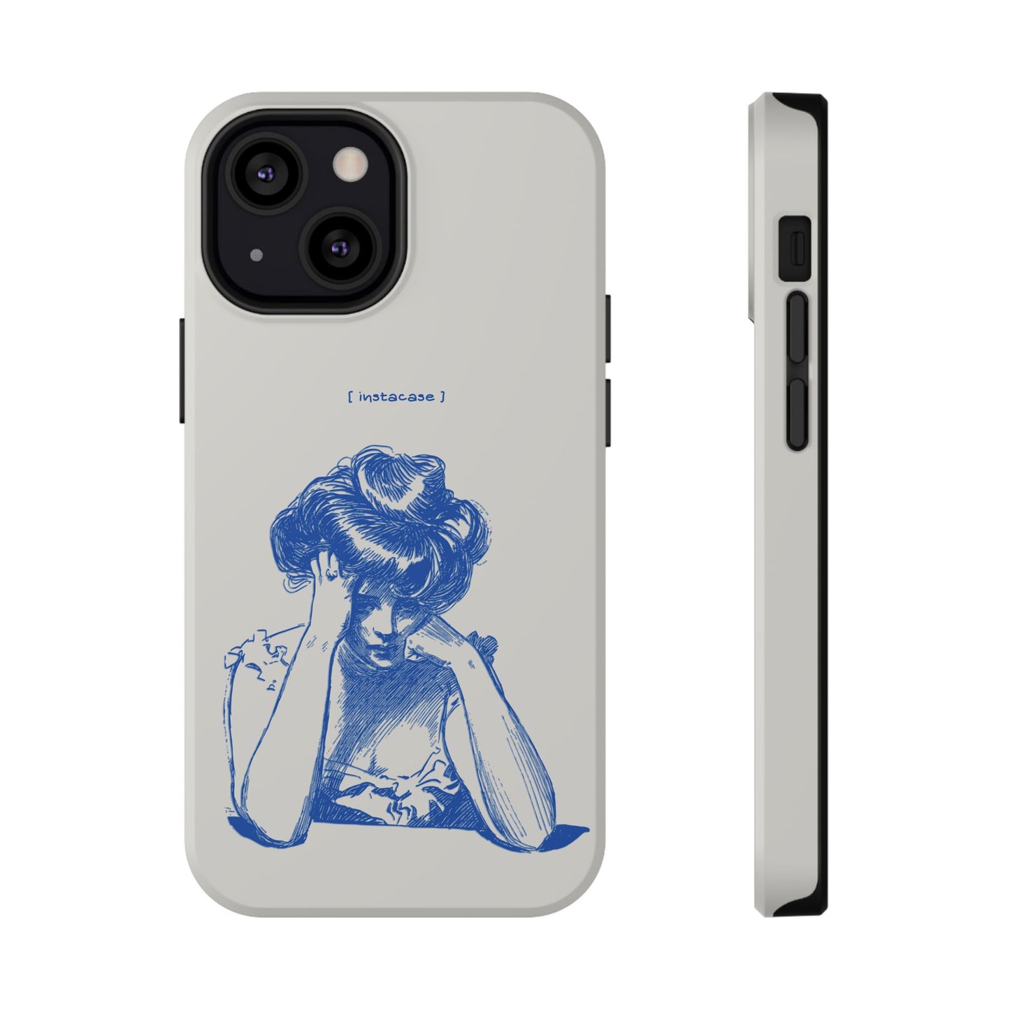 Melancholy Muse Line Art Phone Case – MagSafe Compatible for iPhone & Samsung Galaxy