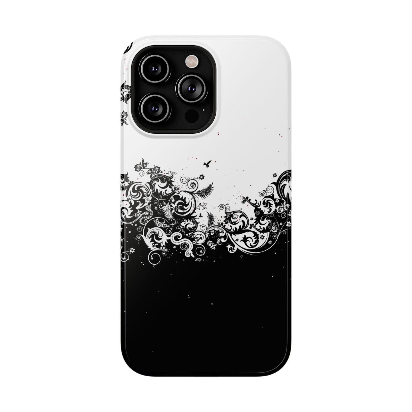 Ornate Black & White Floral Swirl Phone Case – MagSafe Compatible for iPhone & Samsung Galaxy