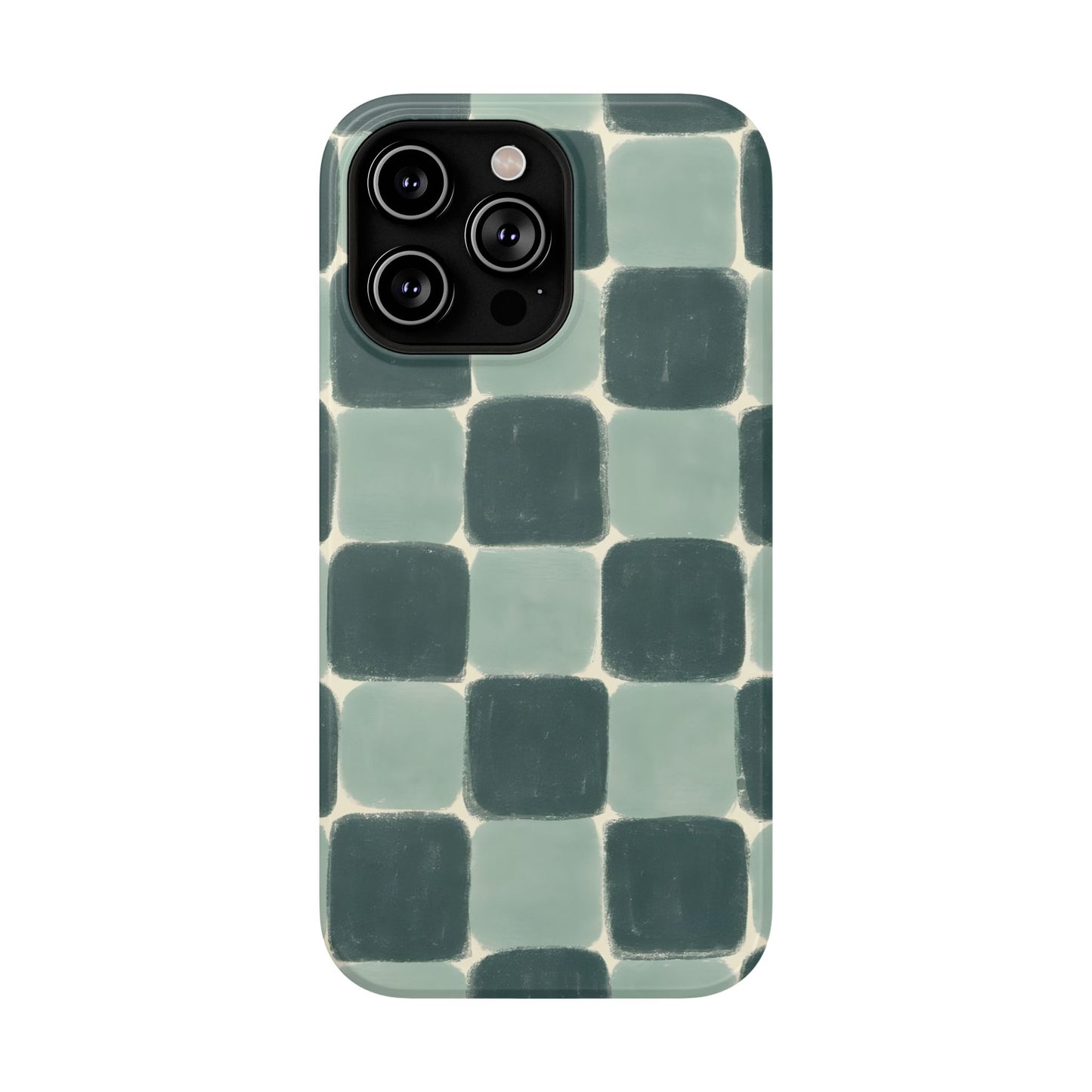 Green Checkerboard Retro Phone Case – MagSafe Compatible for iPhone & Samsung Galaxy