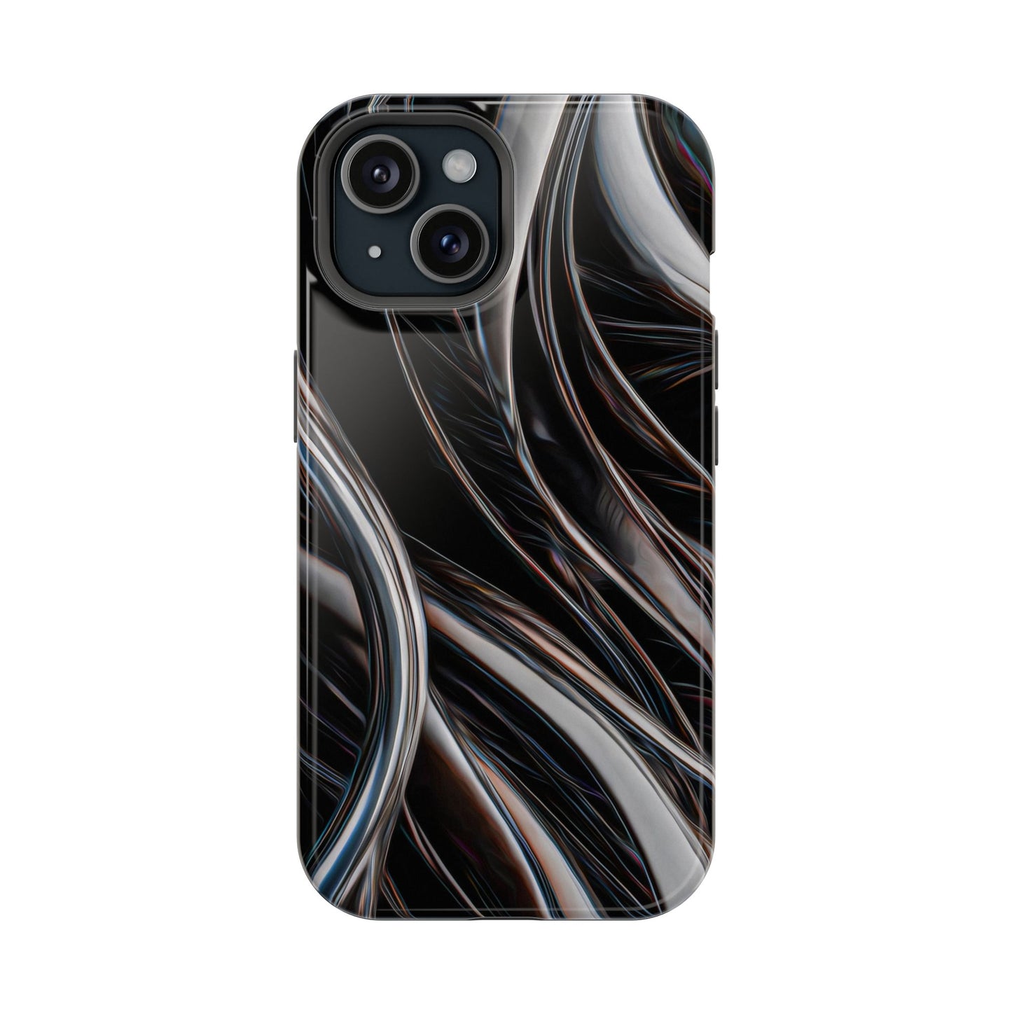 Black Metallic Streaks Phone Case – MagSafe Compatible for iPhone & Samsung Galaxy