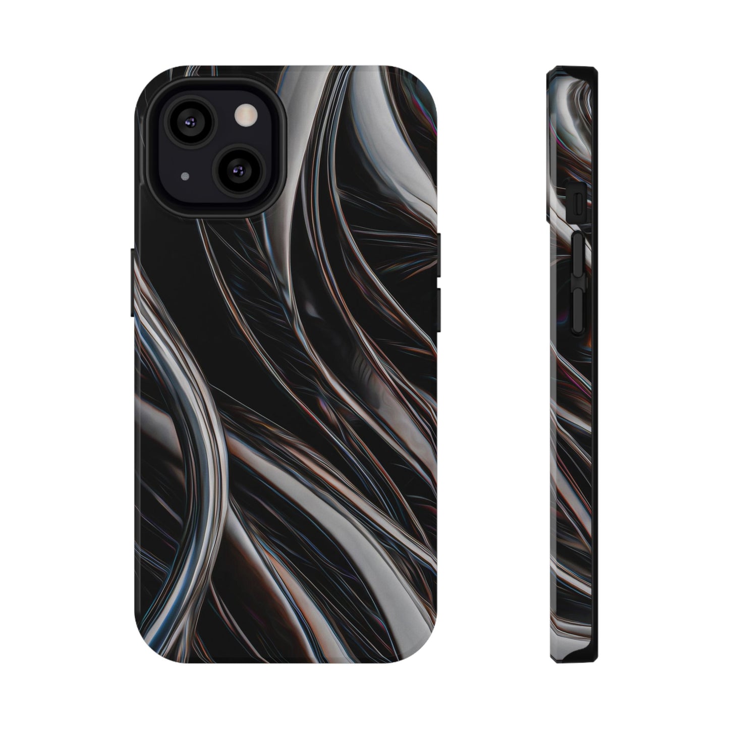 Black Metallic Streaks Phone Case – MagSafe Compatible for iPhone & Samsung Galaxy