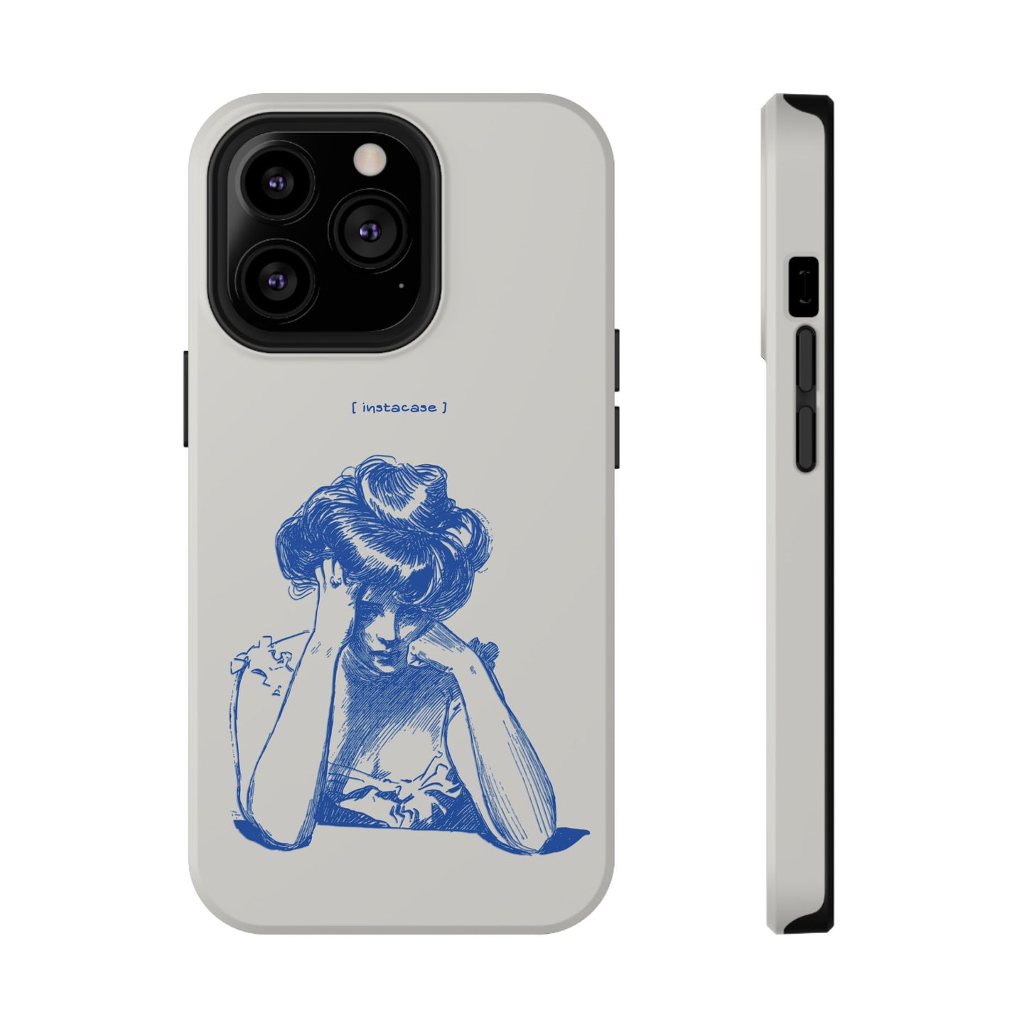 Melancholy Muse Line Art Phone Case – MagSafe Compatible for iPhone & Samsung Galaxy