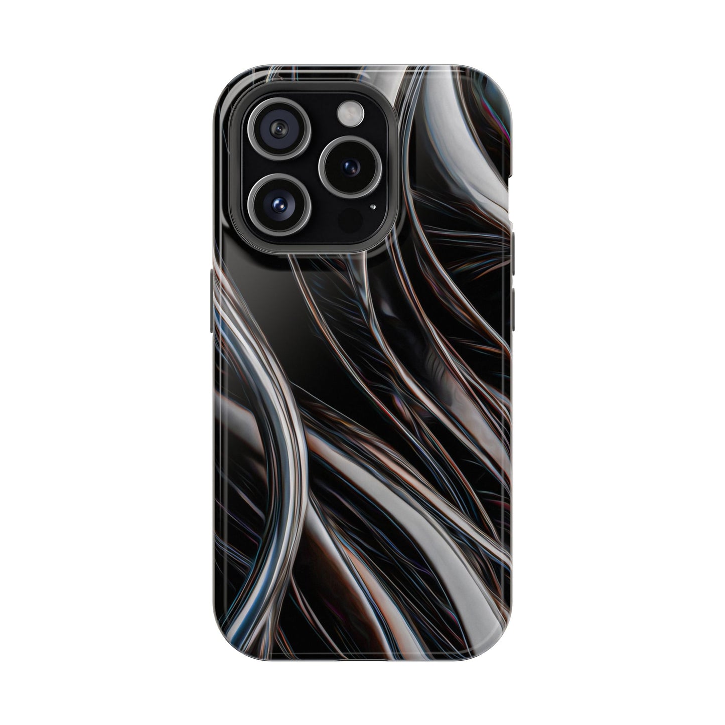 Black Metallic Streaks Phone Case – MagSafe Compatible for iPhone & Samsung Galaxy