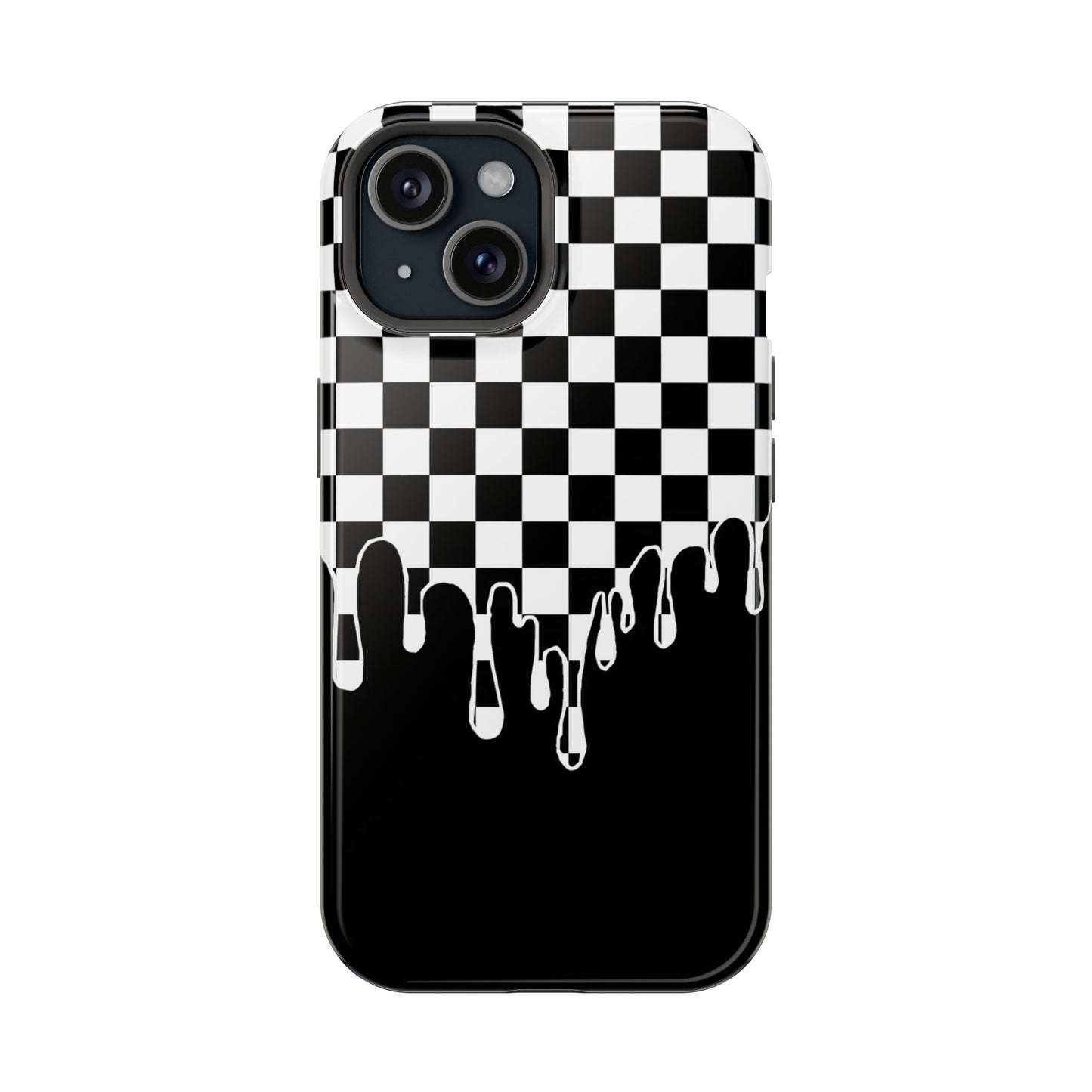 Dripping Checkerboard Phone Case – MagSafe Compatible for iPhone & Samsung Galaxy
