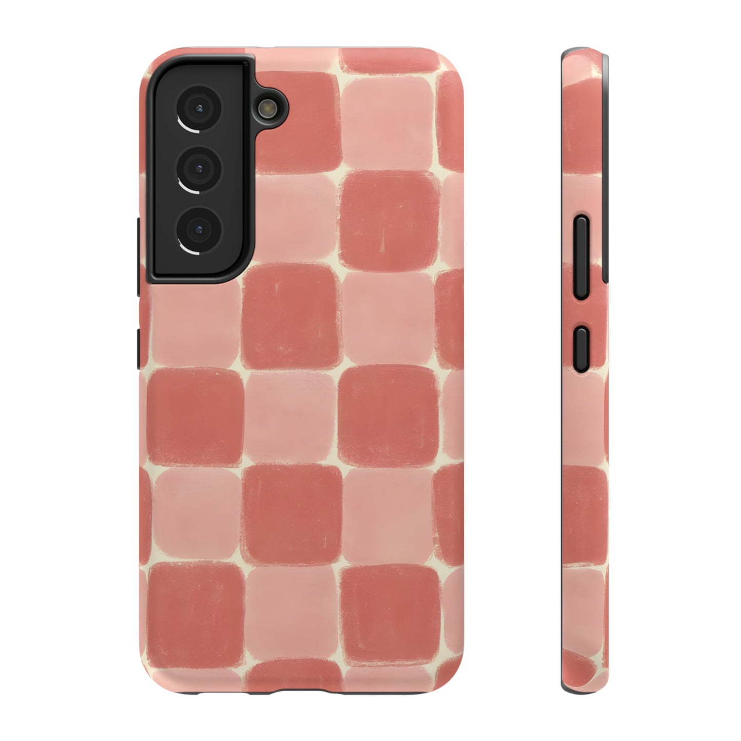 Blush Pink Checkerboard Phone Case – MagSafe Compatible for iPhone & Samsung Galaxy