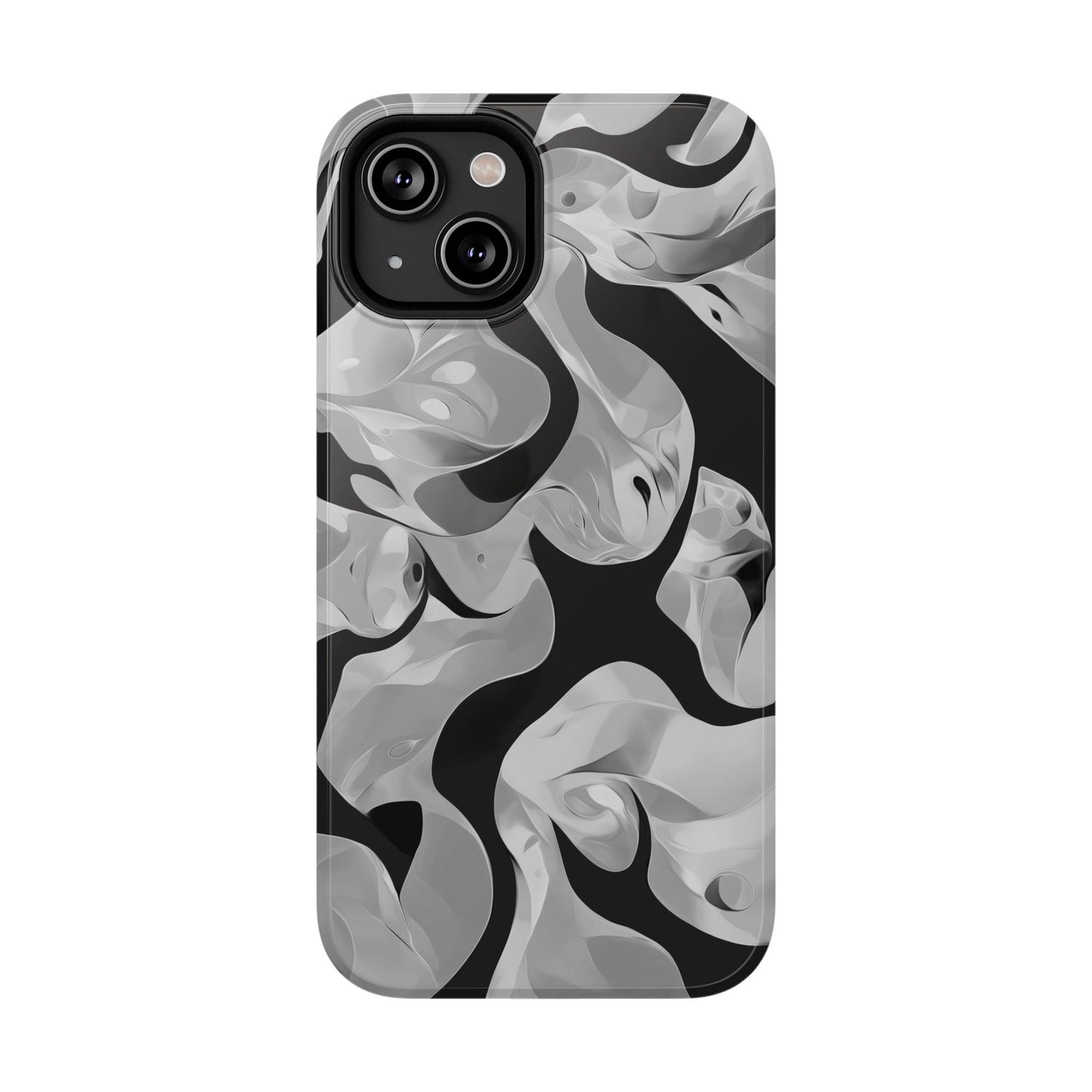 Abstract Monochrome Swirl Phone Case – MagSafe Compatible for iPhone & Samsung Galaxy