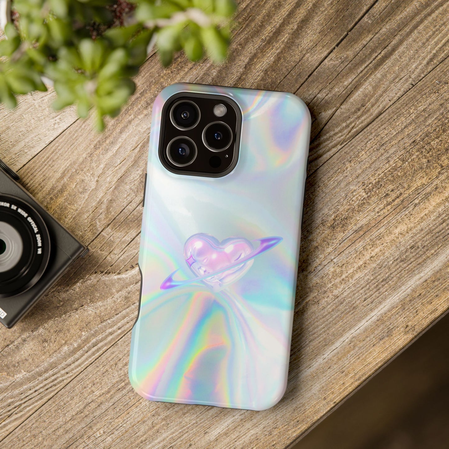 Holographic Heart Galaxy Phone Case – MagSafe Compatible for iPhone & Samsung Galaxy