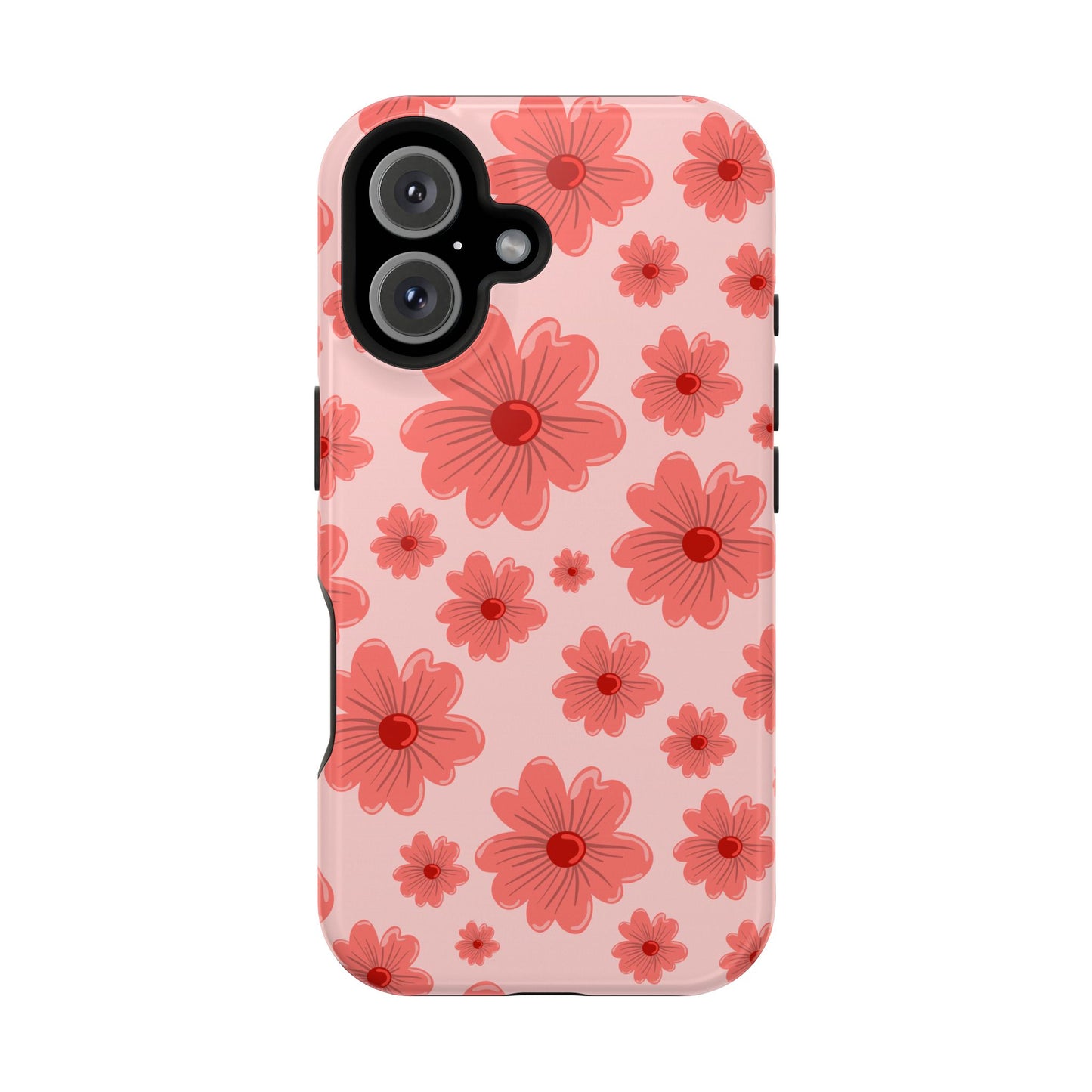 Blush Red Floral Phone Case – MagSafe Compatible for iPhone & Samsung Galaxy