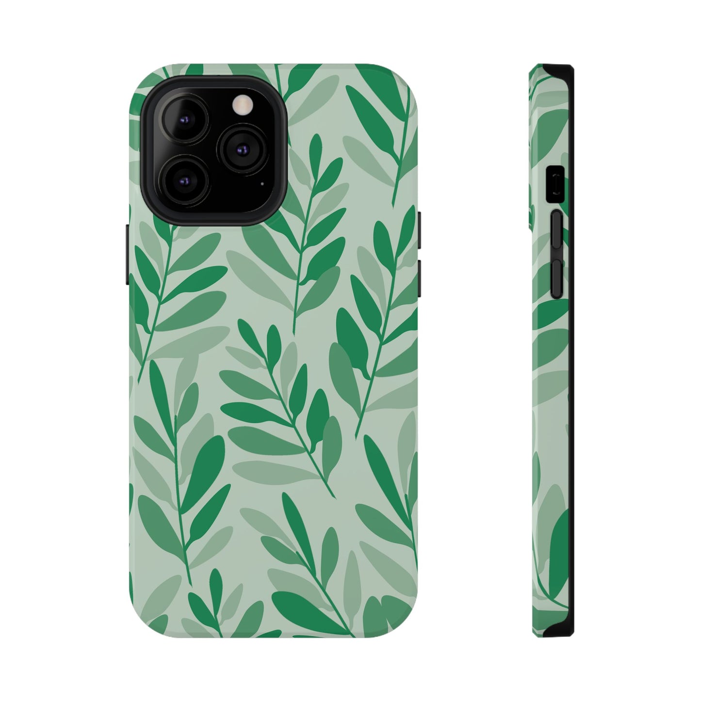 Green Leaf Pattern Phone Case – MagSafe Compatible for iPhone & Samsung Galaxy
