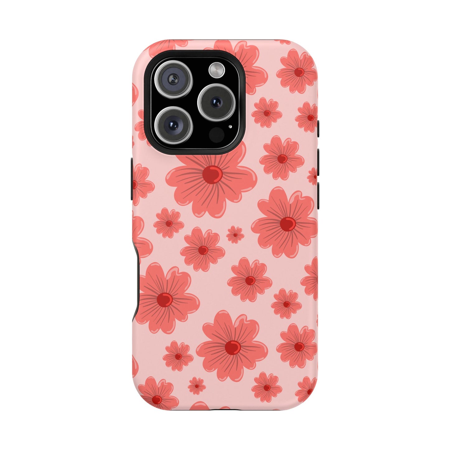 Blush Red Floral Phone Case – MagSafe Compatible for iPhone & Samsung Galaxy