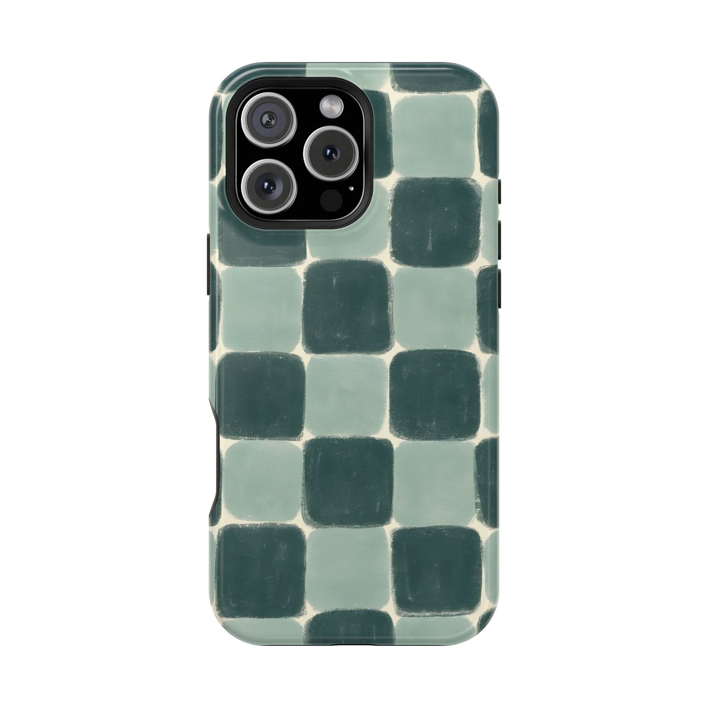 Green Checkerboard Retro Phone Case – MagSafe Compatible for iPhone & Samsung Galaxy