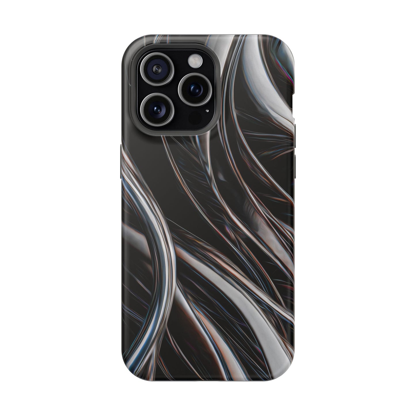 Black Metallic Streaks Phone Case – MagSafe Compatible for iPhone & Samsung Galaxy