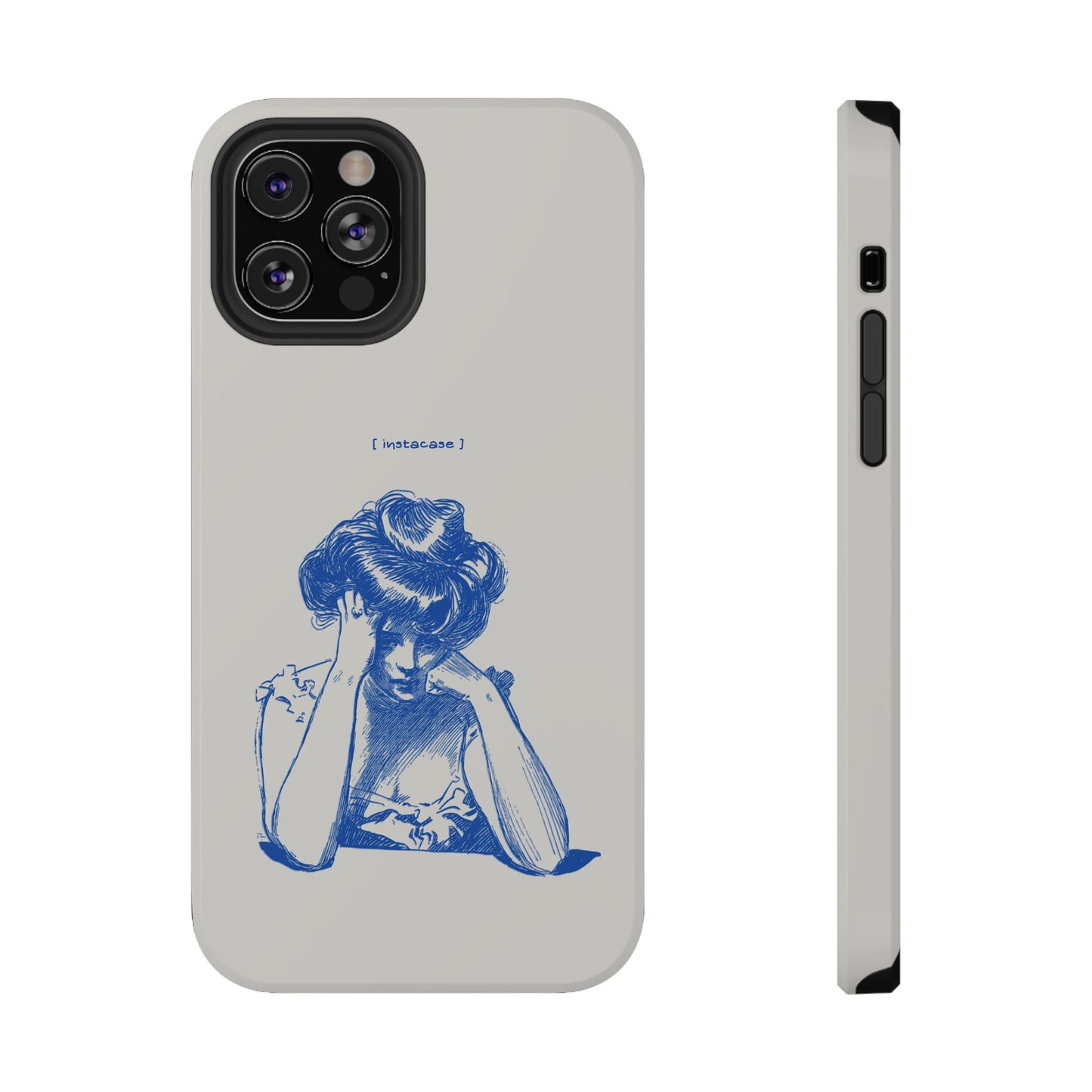 Melancholy Muse Line Art Phone Case – MagSafe Compatible for iPhone & Samsung Galaxy