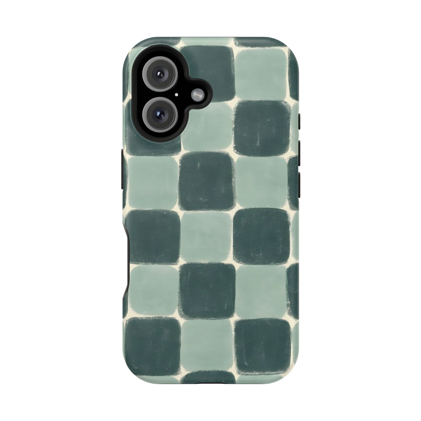 Green Checkerboard Retro Phone Case – MagSafe Compatible for iPhone & Samsung Galaxy
