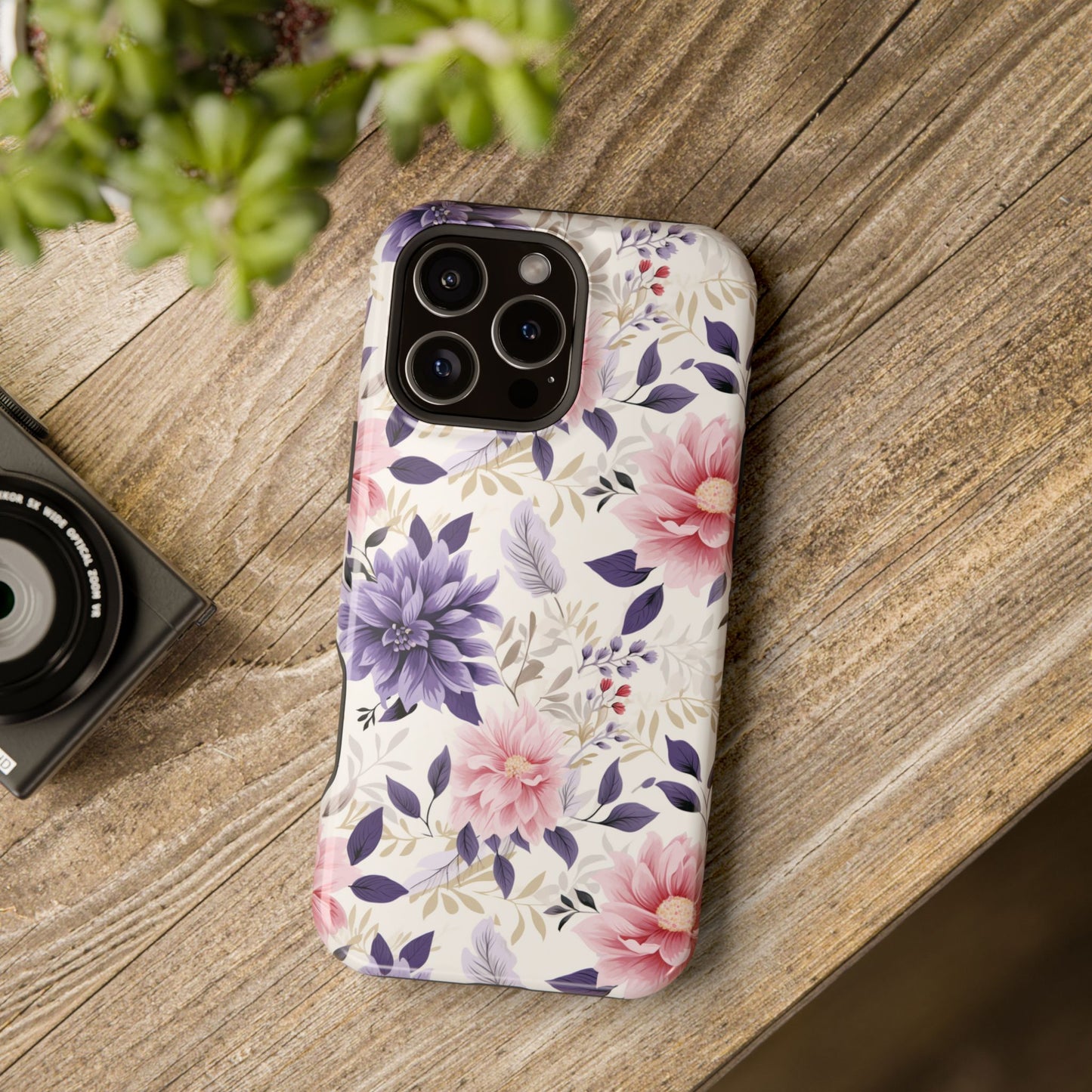 Elegant Vintage Floral Phone Case – MagSafe Compatible for iPhone & Samsung Galaxy