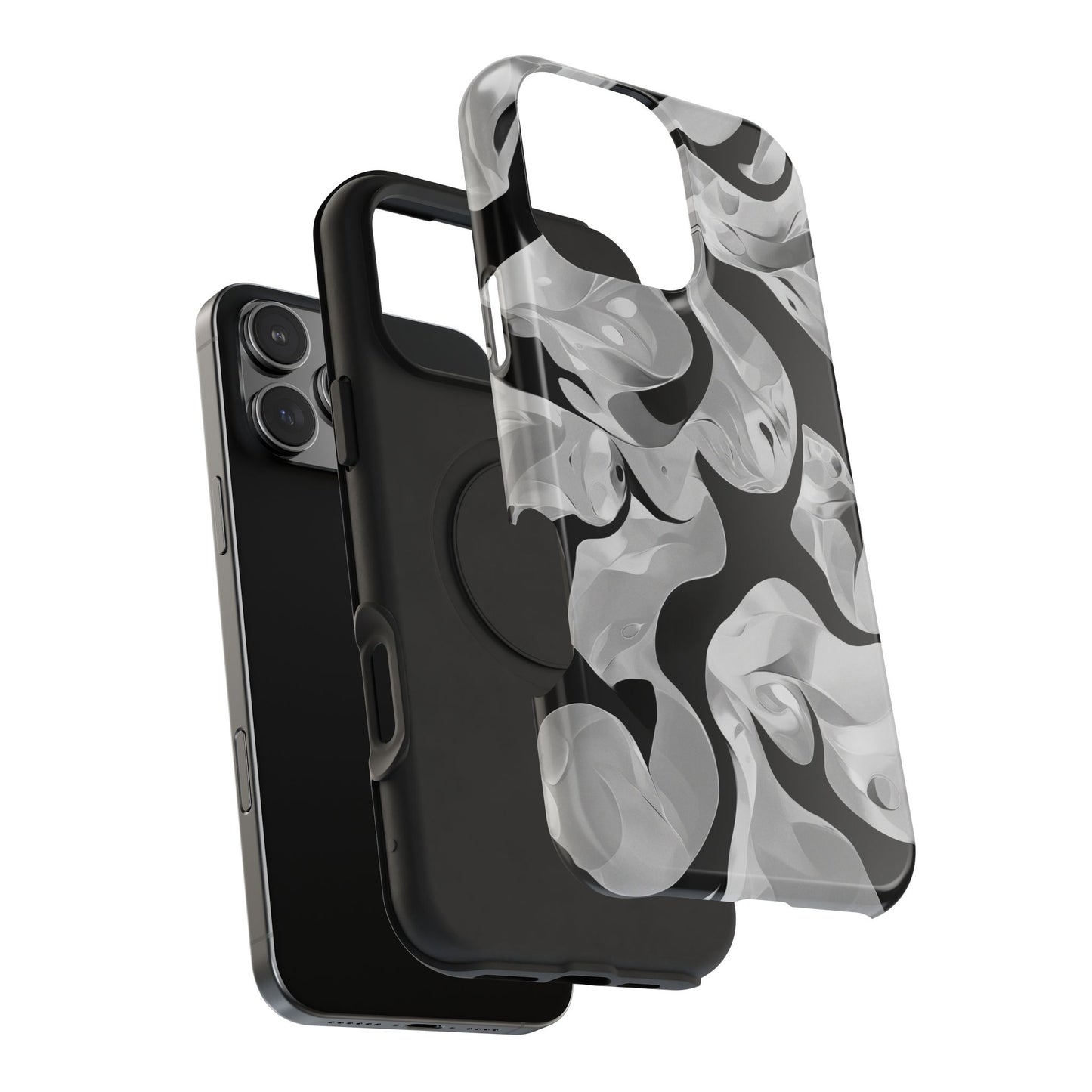 Abstract Monochrome Swirl Phone Case – MagSafe Compatible for iPhone & Samsung Galaxy