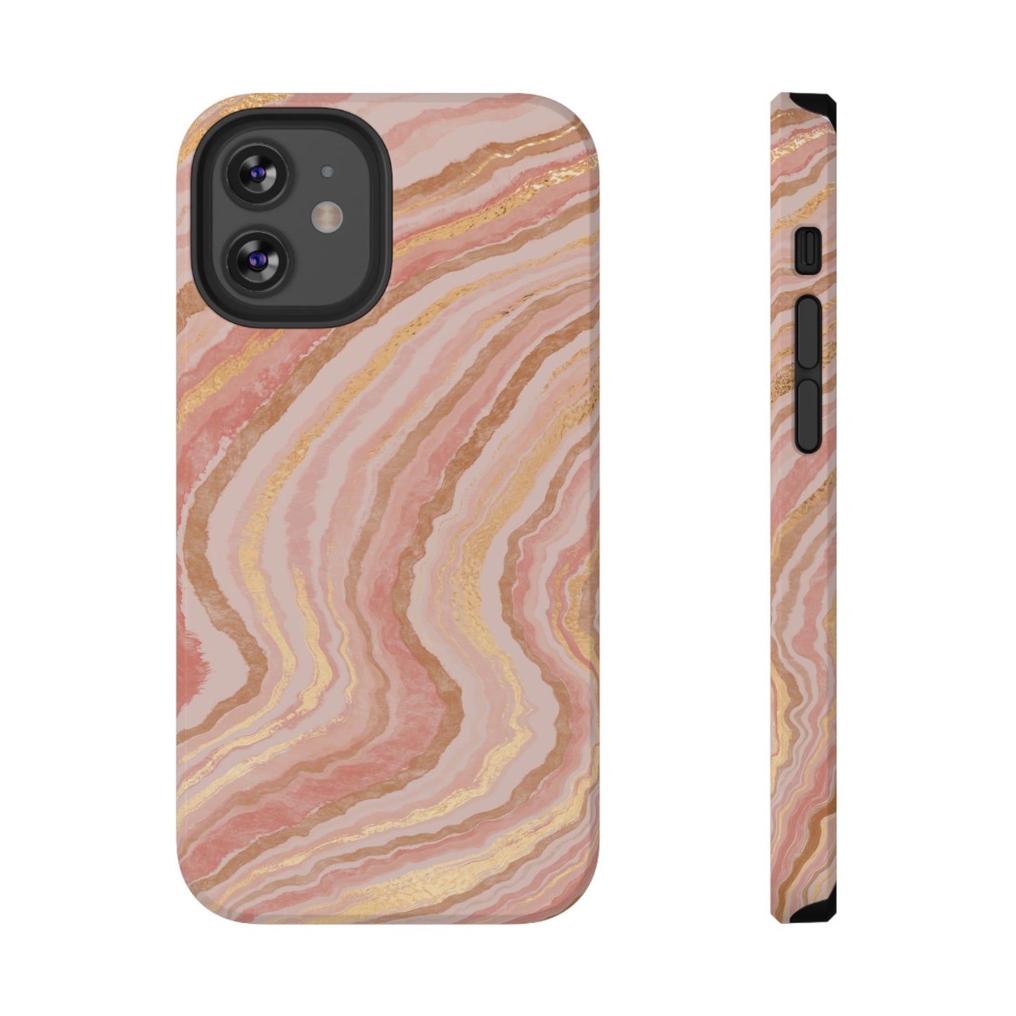 Rose Gold Marble Wave Phone Case – MagSafe Compatible for iPhone & Samsung Galaxy