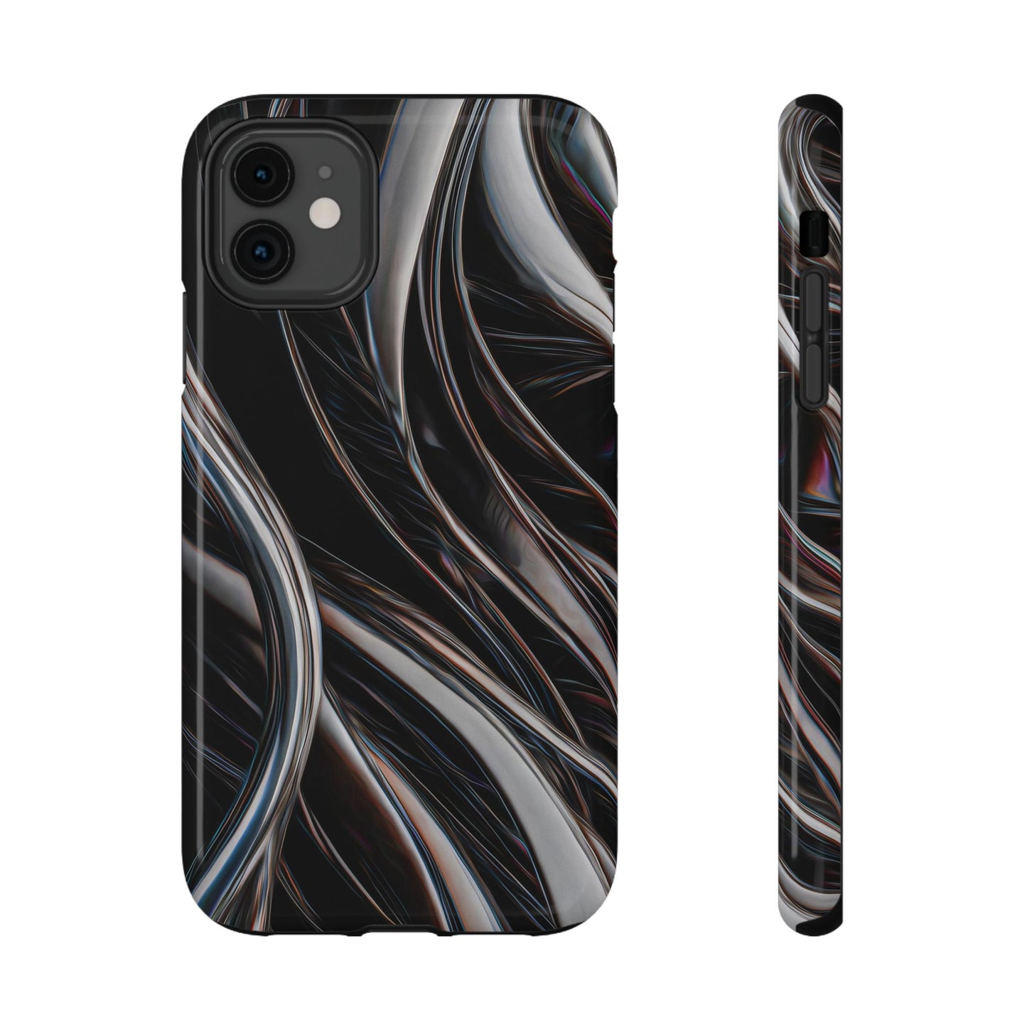 Black Metallic Streaks Phone Case – MagSafe Compatible for iPhone & Samsung Galaxy