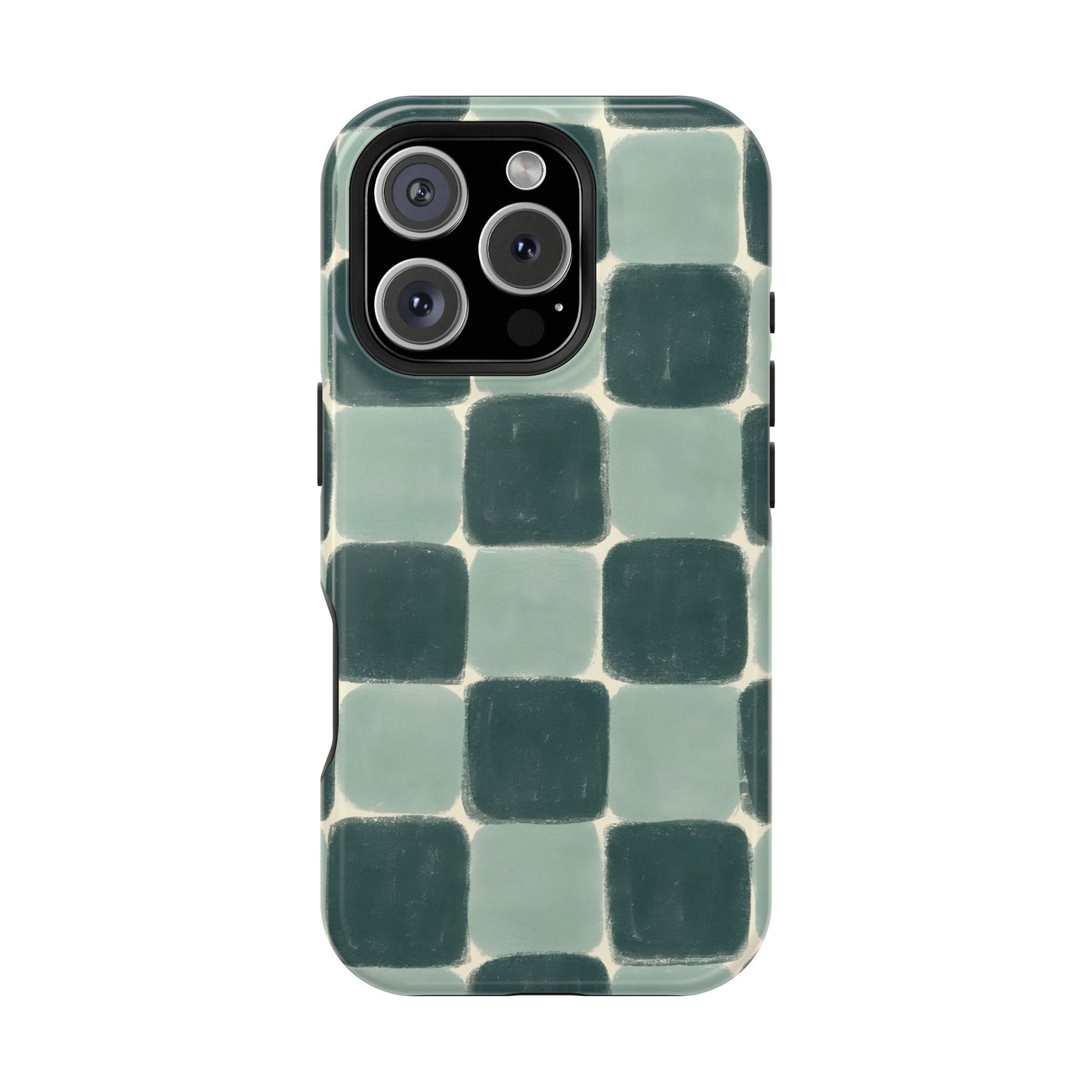 Green Checkerboard Retro Phone Case – MagSafe Compatible for iPhone & Samsung Galaxy