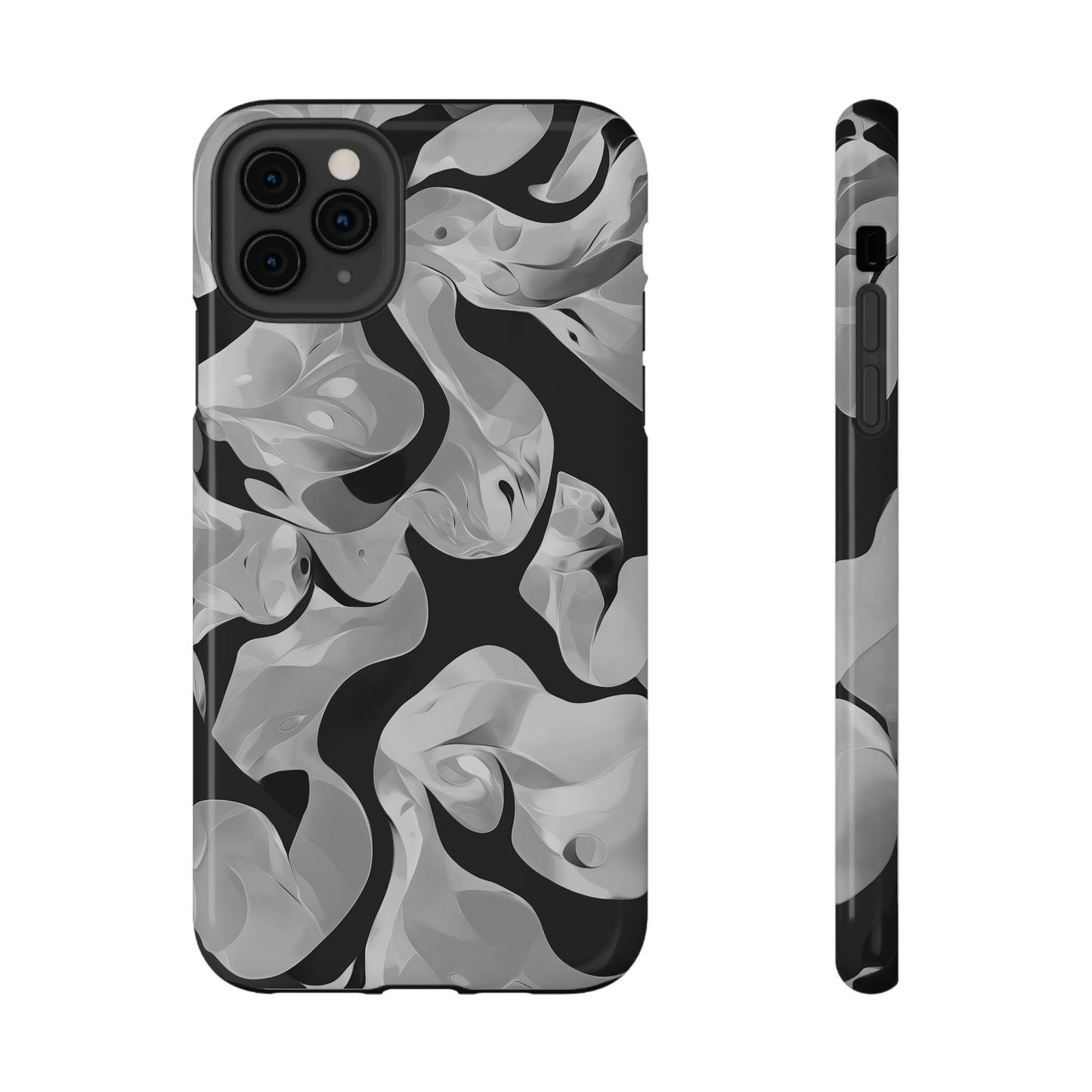 Abstract Monochrome Swirl Phone Case – MagSafe Compatible for iPhone & Samsung Galaxy