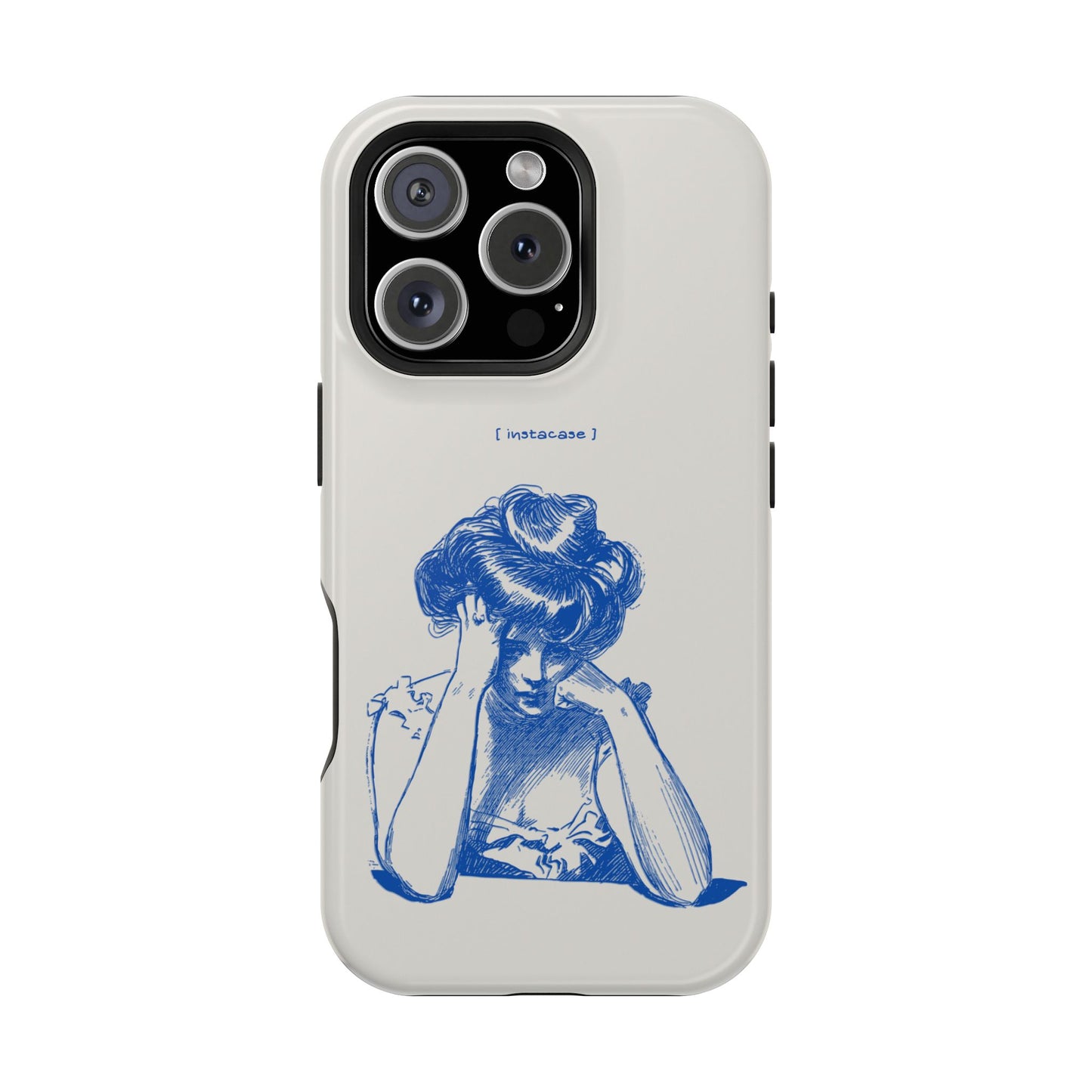 Melancholy Muse Line Art Phone Case – MagSafe Compatible for iPhone & Samsung Galaxy