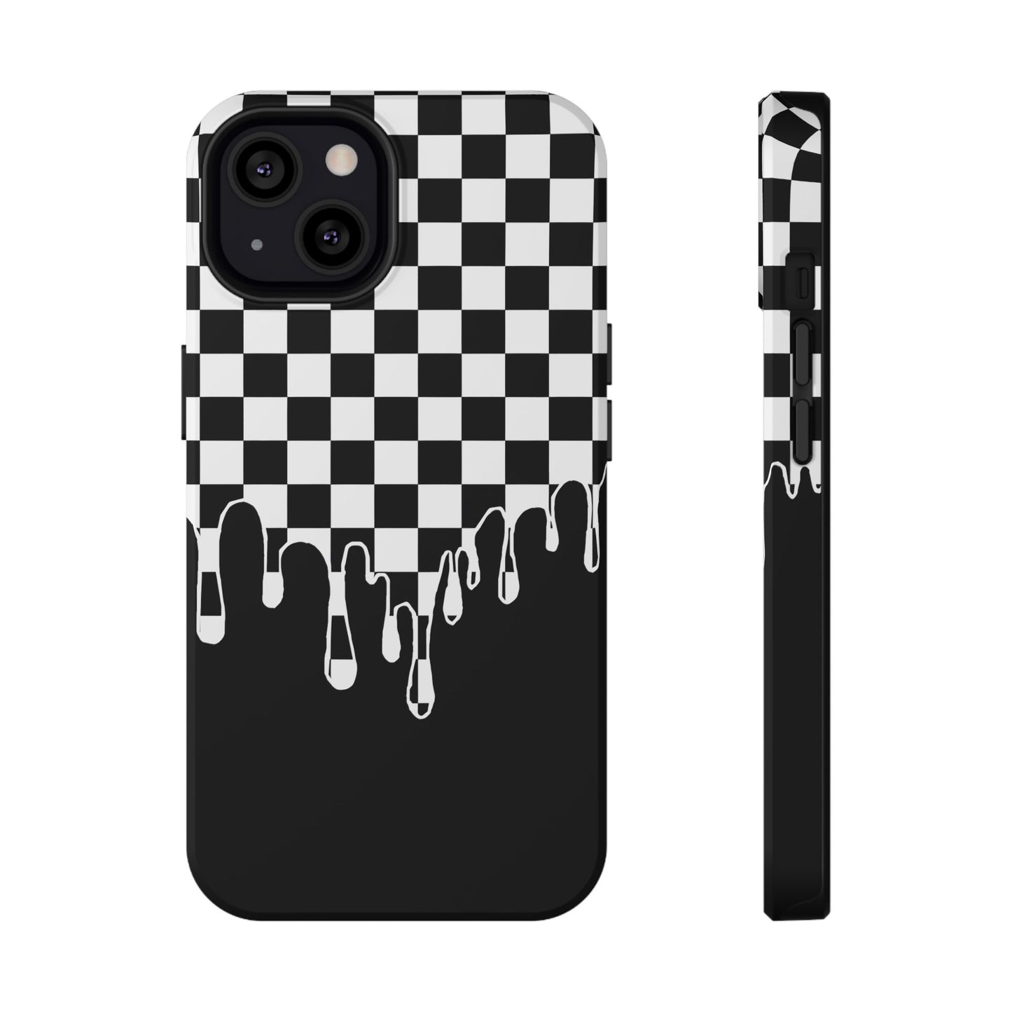 Dripping Checkerboard Phone Case – MagSafe Compatible for iPhone & Samsung Galaxy