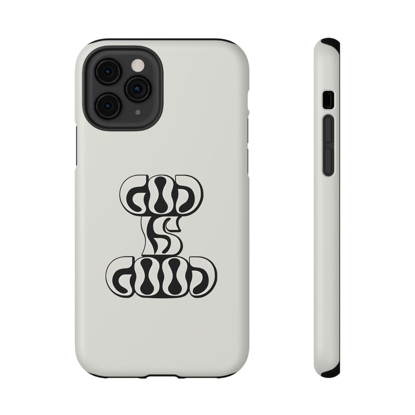 Black & White Bold "God Is Good" Phone Case – MagSafe Compatible for iPhone & Samsung Galaxy