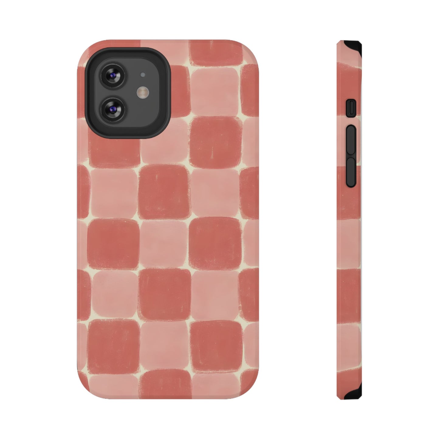 Blush Pink Checkerboard Phone Case – MagSafe Compatible for iPhone & Samsung Galaxy