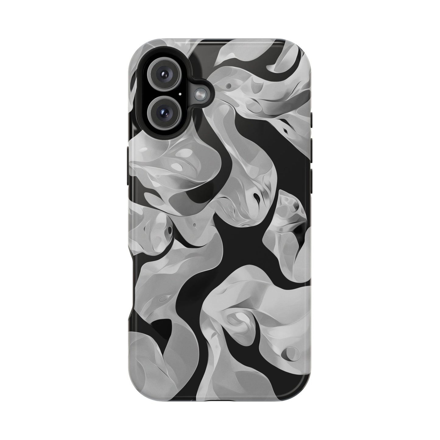 Abstract Monochrome Swirl Phone Case – MagSafe Compatible for iPhone & Samsung Galaxy