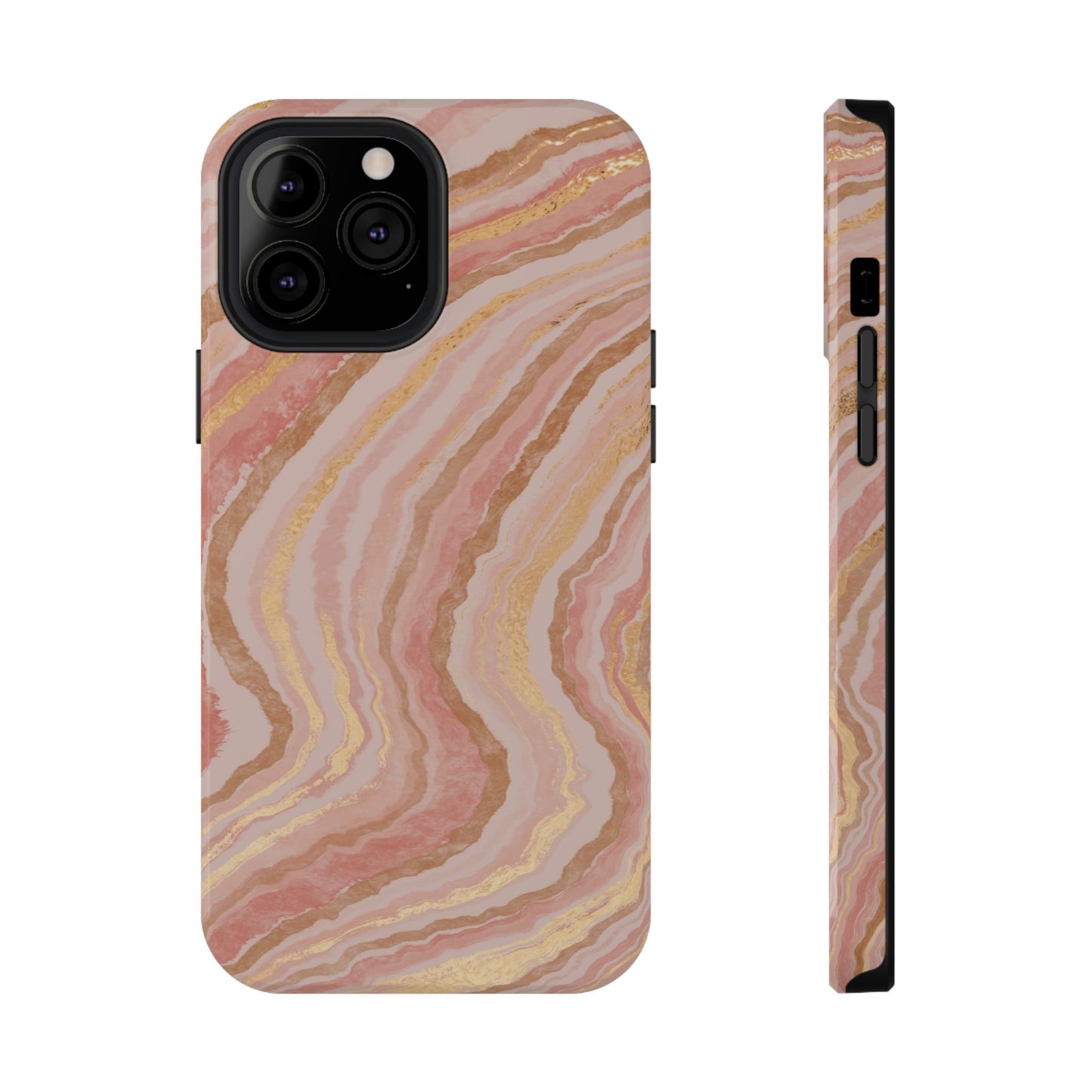 Rose Gold Marble Wave Phone Case – MagSafe Compatible for iPhone & Samsung Galaxy